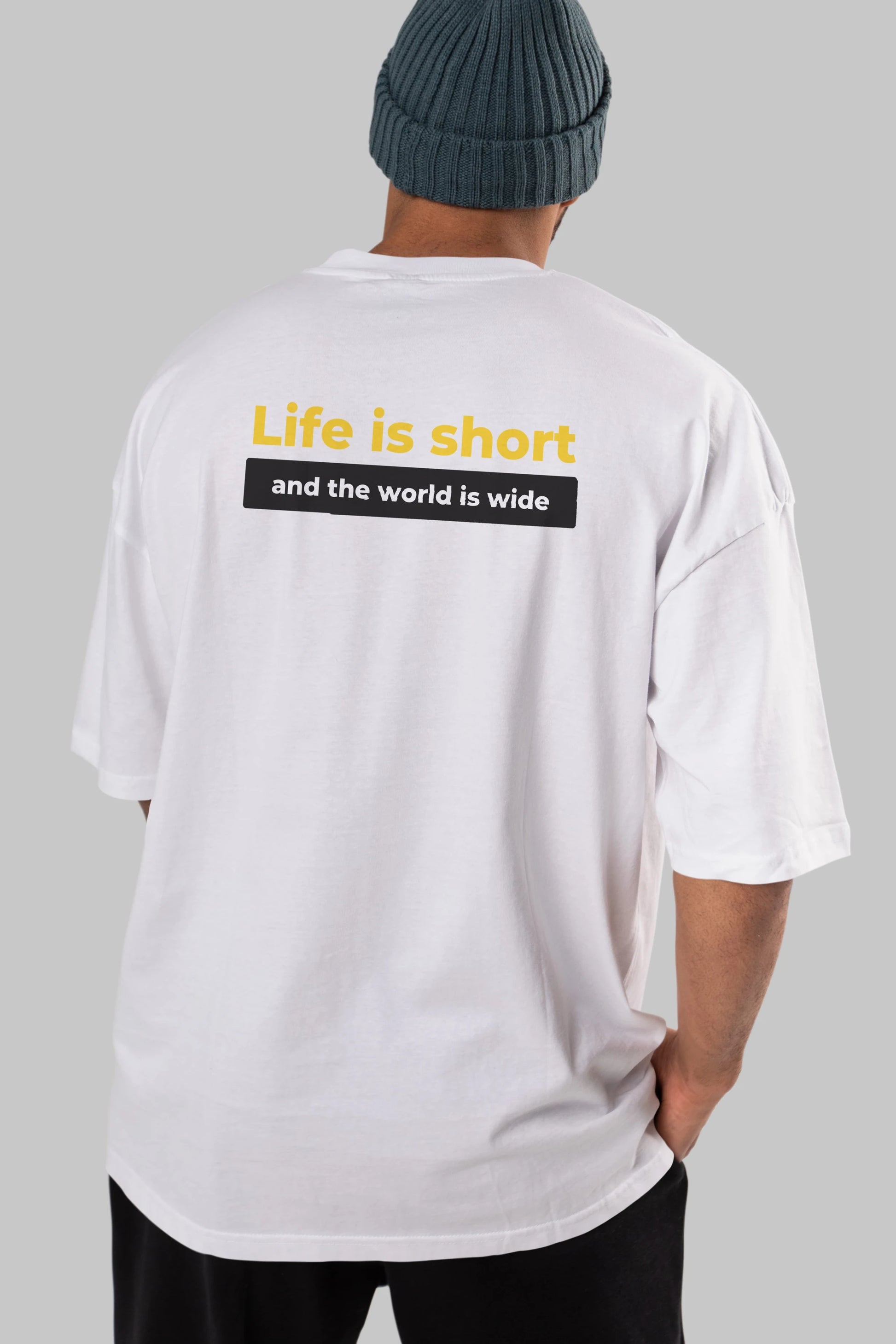 Life is Short Yazılı Arka Baskılı Oversize t-shirt Erkek Kadın Unisex