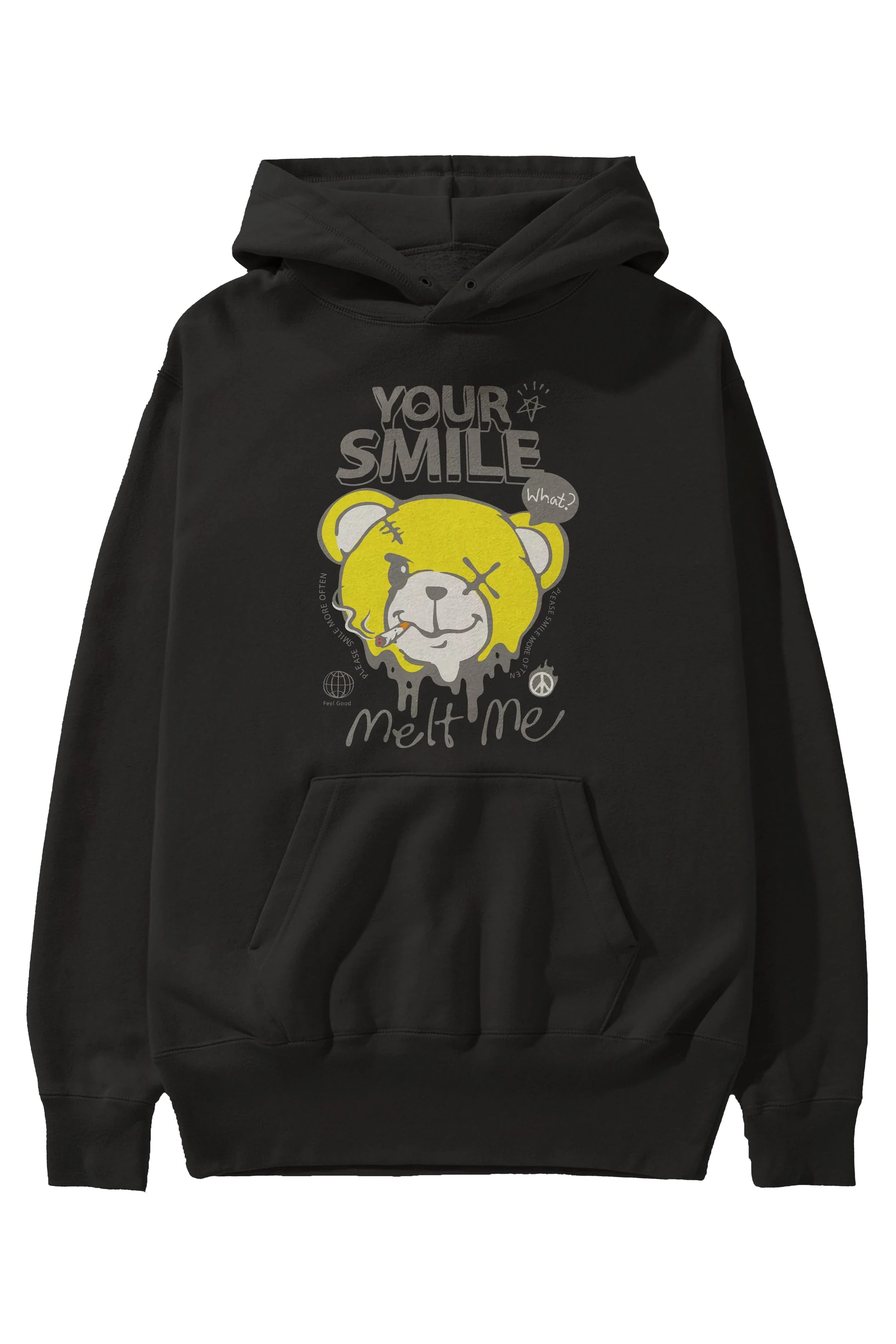 Your Smile Bear Ön Baskılı Hoodie Oversize Kapüşonlu Sweatshirt Erkek Kadın Unisex