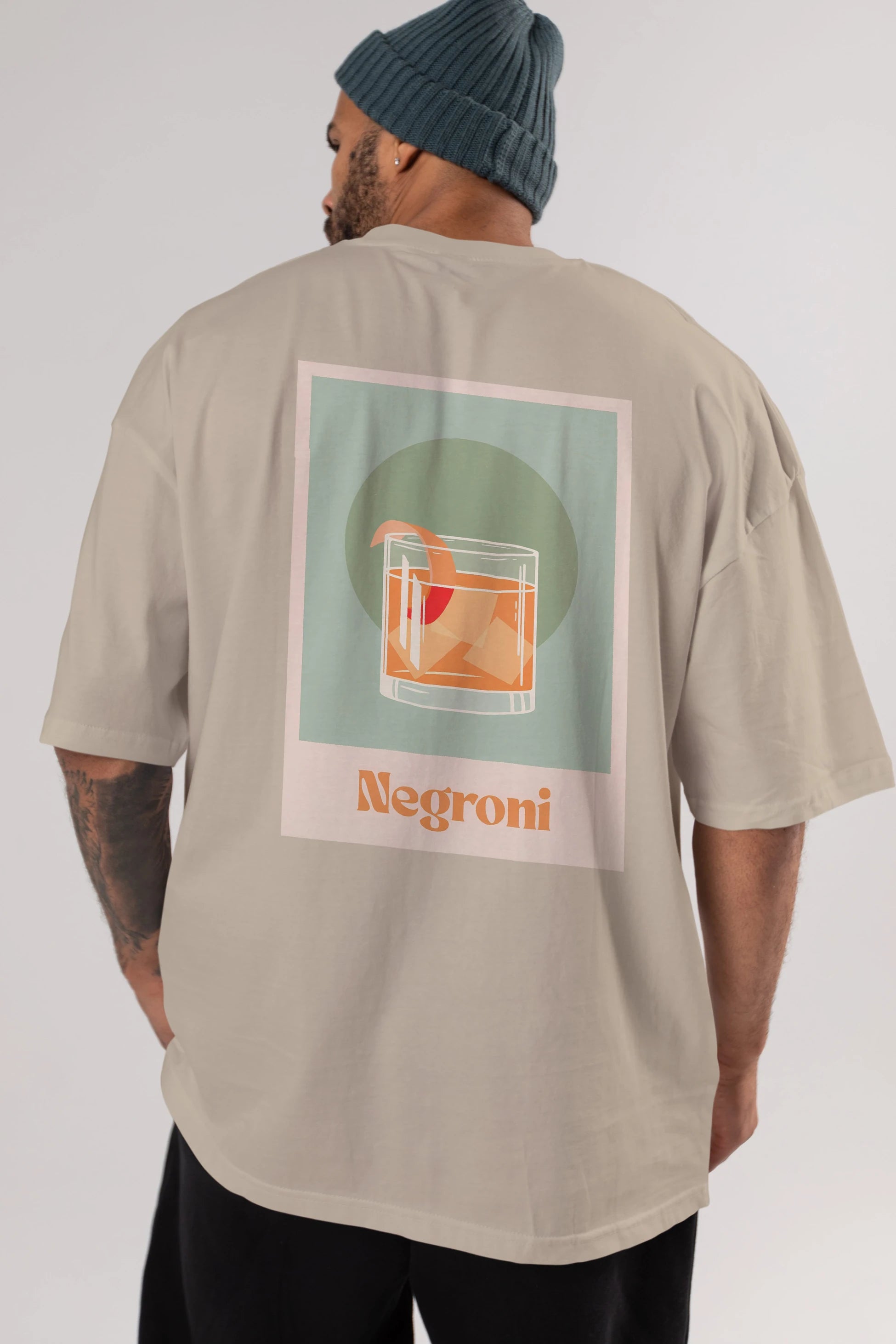 Negroni 5 Arka Baskılı Oversize t-shirt Erkek Kadın Unisex %100 Pamuk Bisiklet Yaka tişort