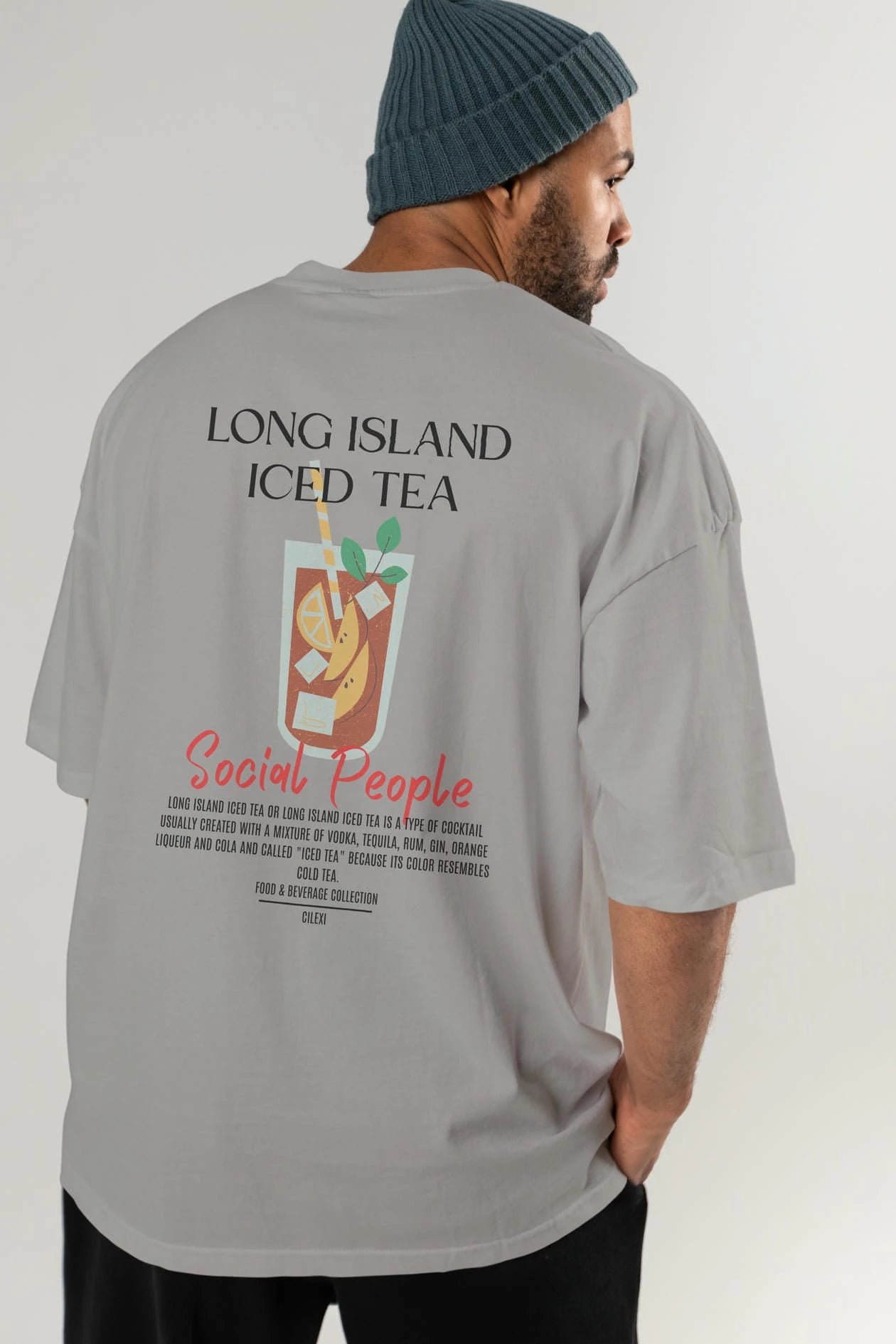 Long Island ıced tea Kokteyl Serisi Baskılı Oversize t-shirt Erkek Kadın Unisex %100 Pamuk Bisiklet Yaka tişort