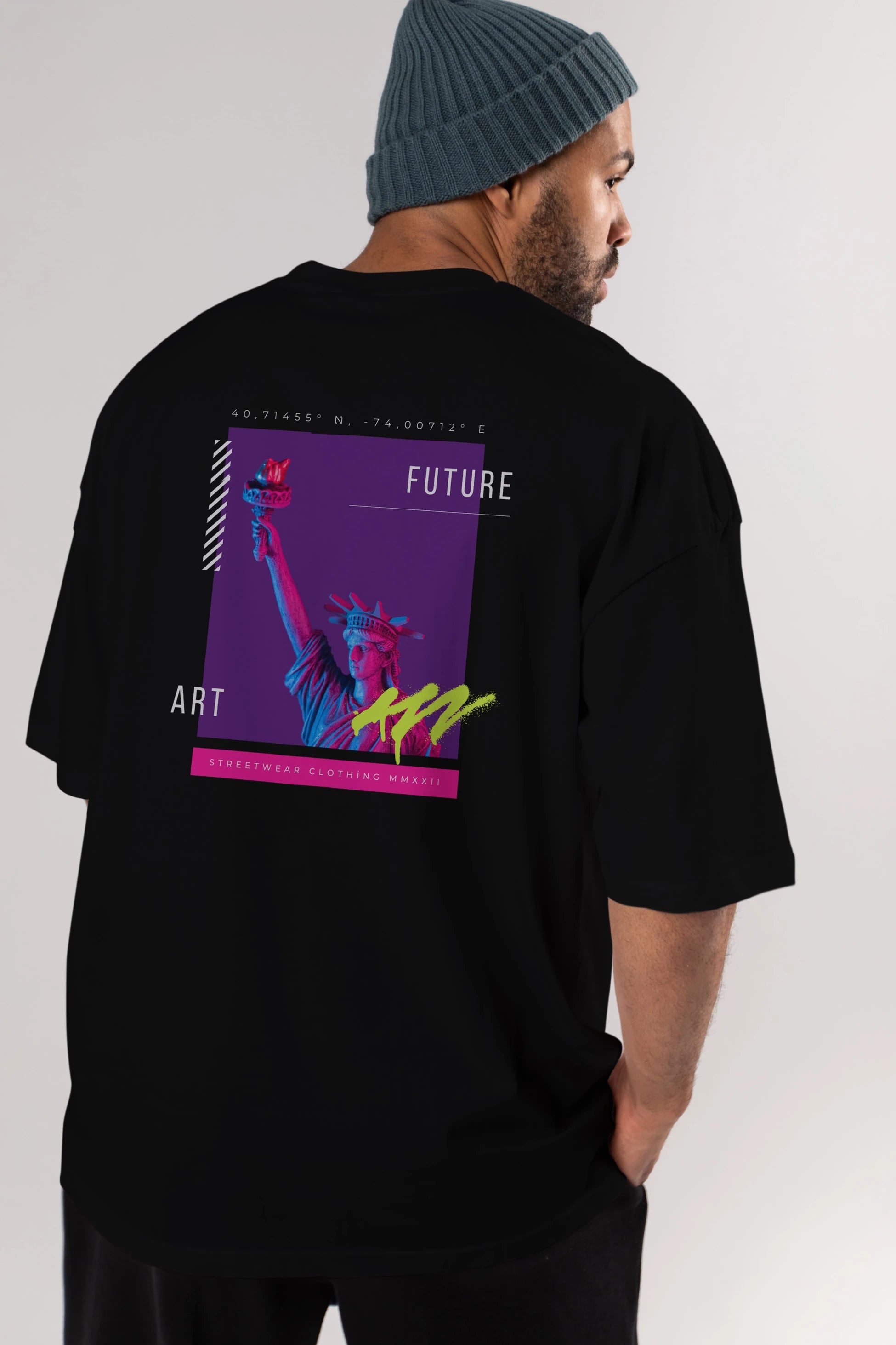 Future Art Arka Baskılı Oversize t-shirt Erkek Kadın Unisex