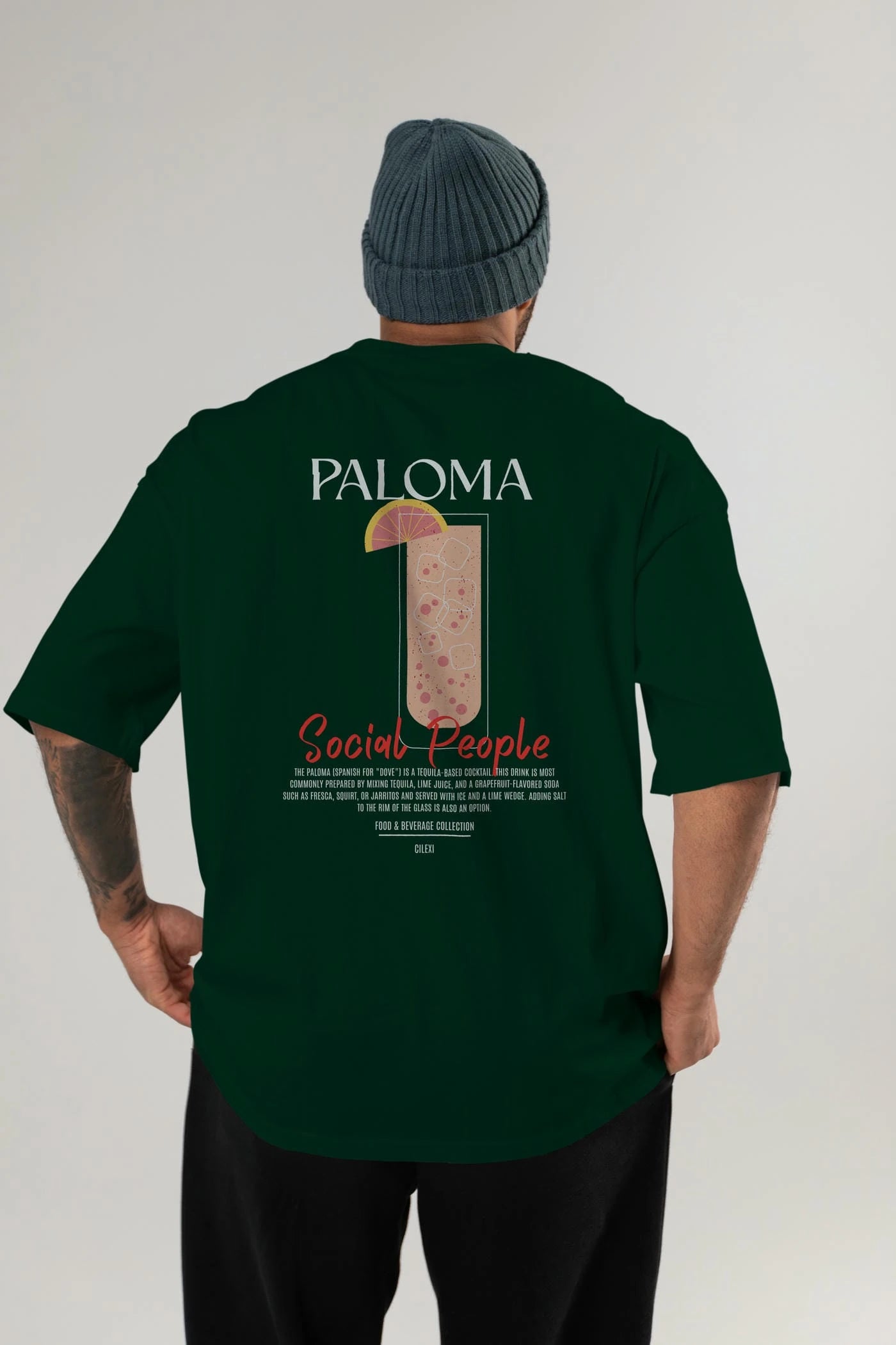 Paloma Kokteyl Serisi Baskılı Oversize t-shirt Erkek Kadın Unisex %100 Pamuk Bisiklet Yaka tişort