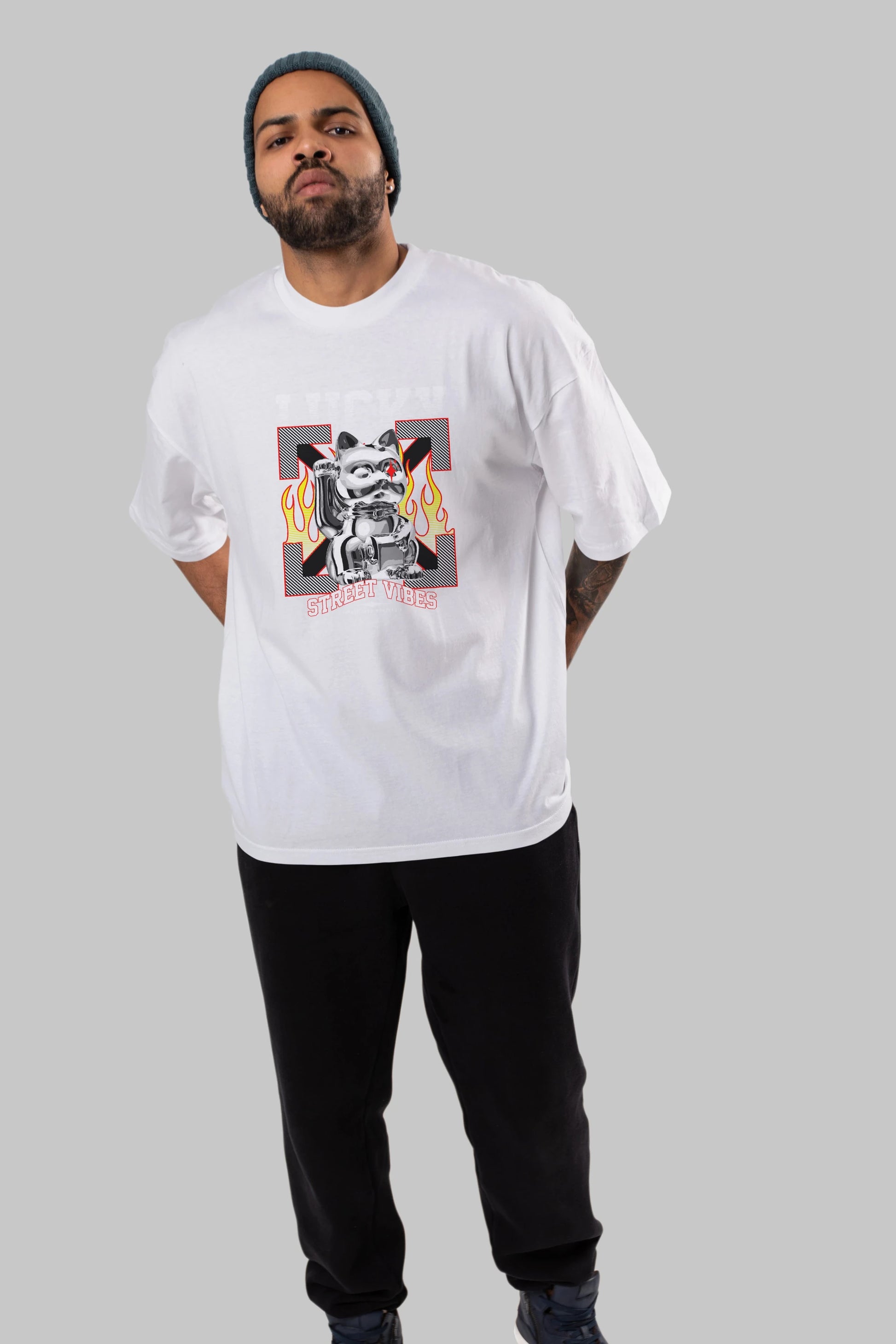 Lucky Street Vibes Ön Baskılı Oversize t-shirt Erkek Kadın Unisex