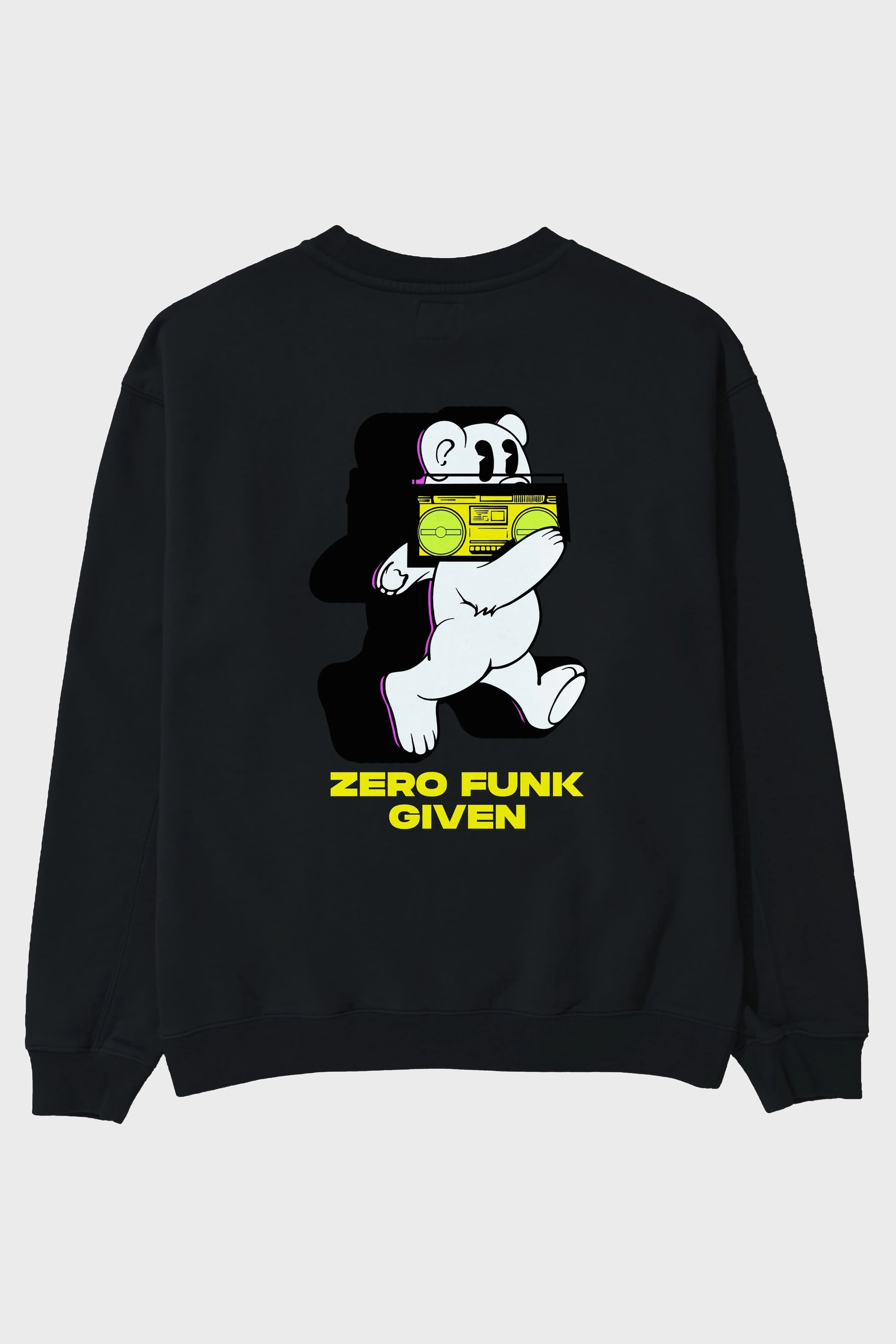 Zero Funk Given Bear Arka Baskılı Oversize Sweatshirt Erkek Kadın Unisex