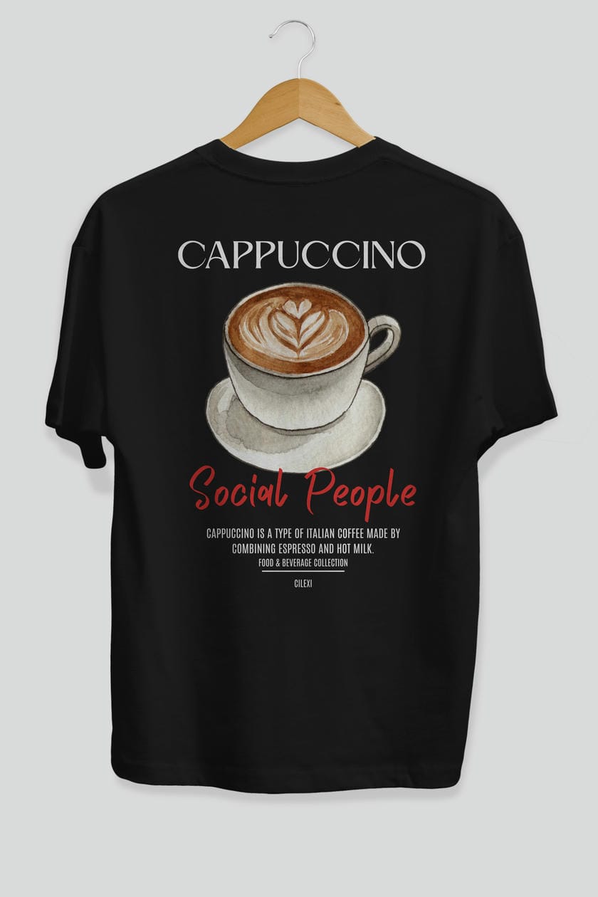 Cappuccino Kokteyl Serisi Baskılı Oversize t-shirt Erkek Kadın Unisex %100 Pamuk Bisiklet Yaka tişort
