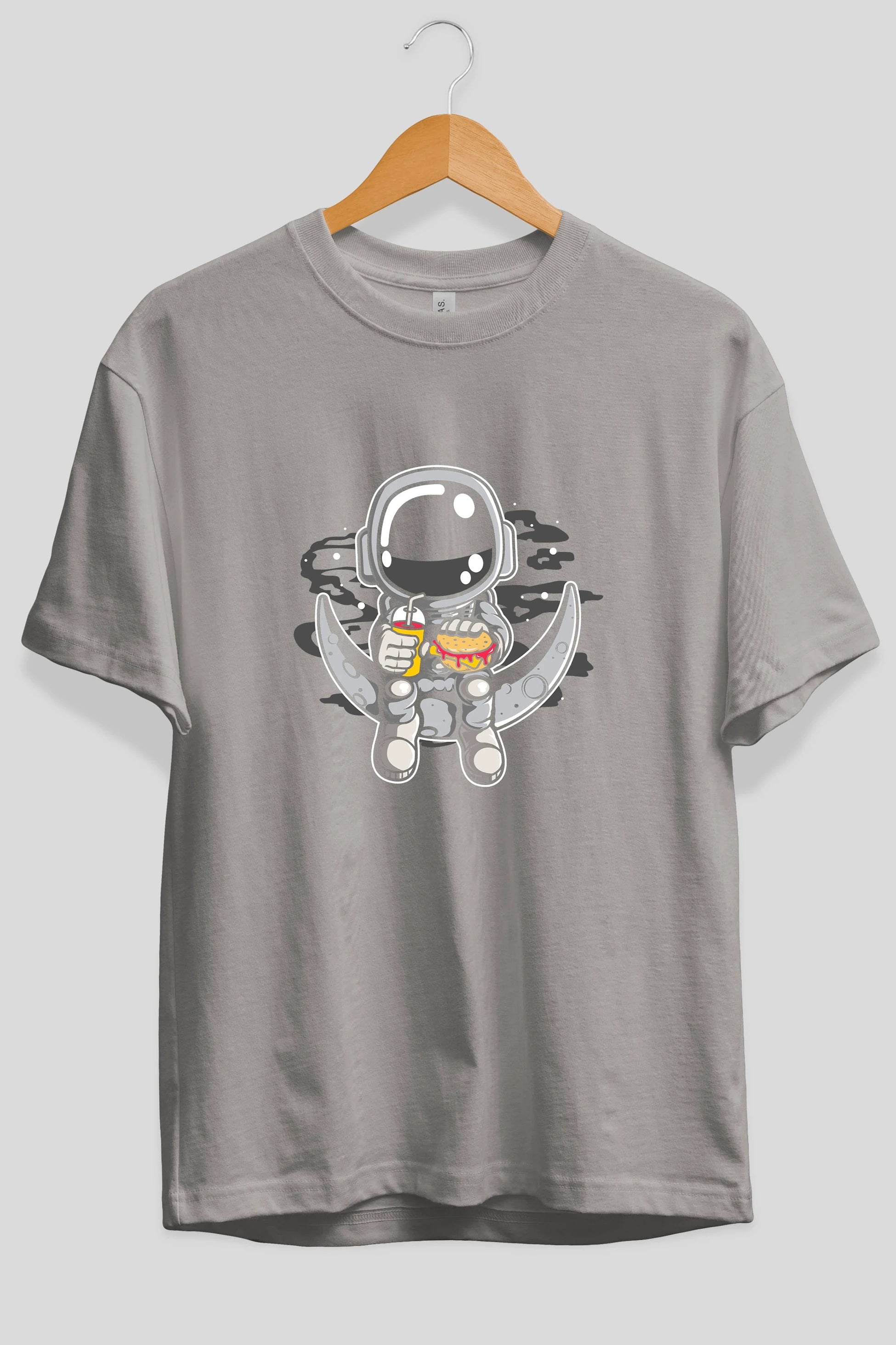 Astronaut Crescent Ön Baskılı Oversize t-shirt Erkek Kadın Unisex