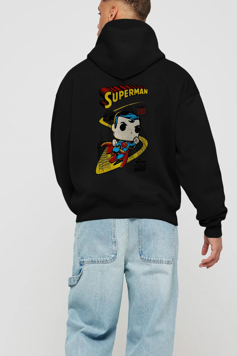 Superman (2) Arka Baskılı Hoodie Oversize Kapüşonlu Sweatshirt Erkek Kadın Unisex