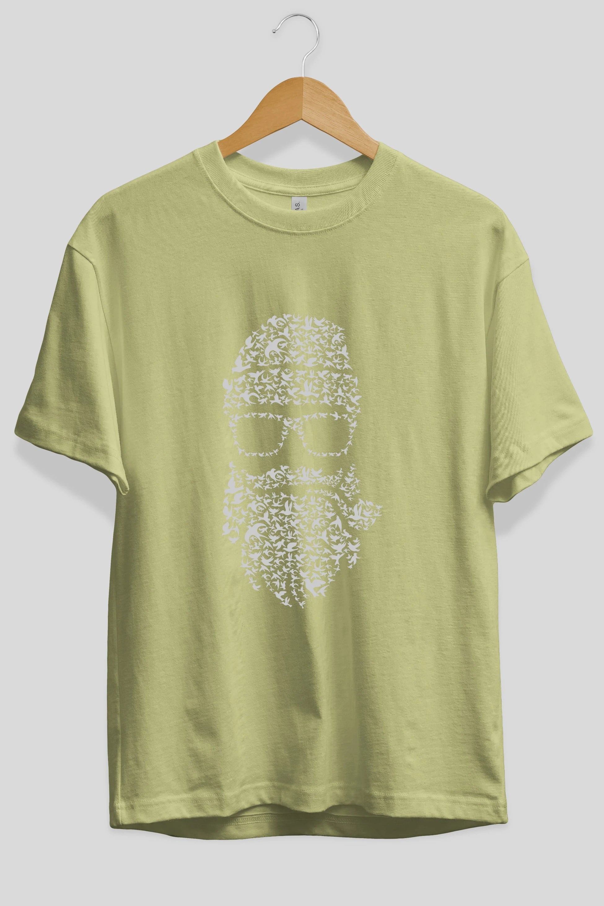Birds Beard Ön Baskılı Oversize t-shirt %100 pamuk Erkek Kadın Unisex