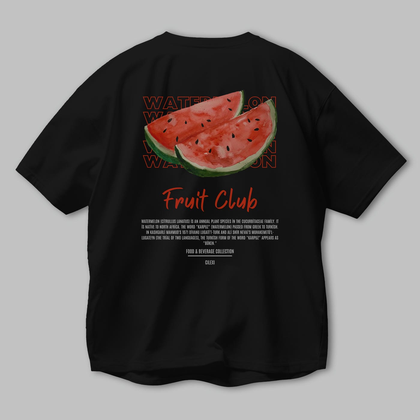 Watermelon Arka Baskılı Oversize t-shirt Erkek Kadın Pamuk Bisiklet Yaka tişort