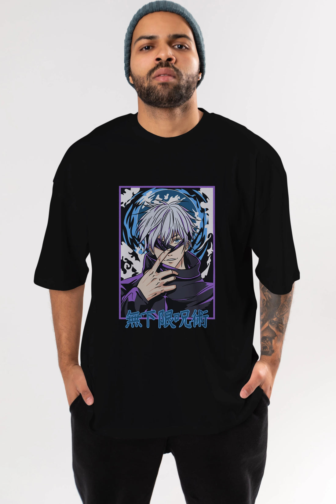 SATORU GOJO 3 Anime Ön Baskılı Oversize t-shirt %100 pamuk Erkek Kadın Unisex