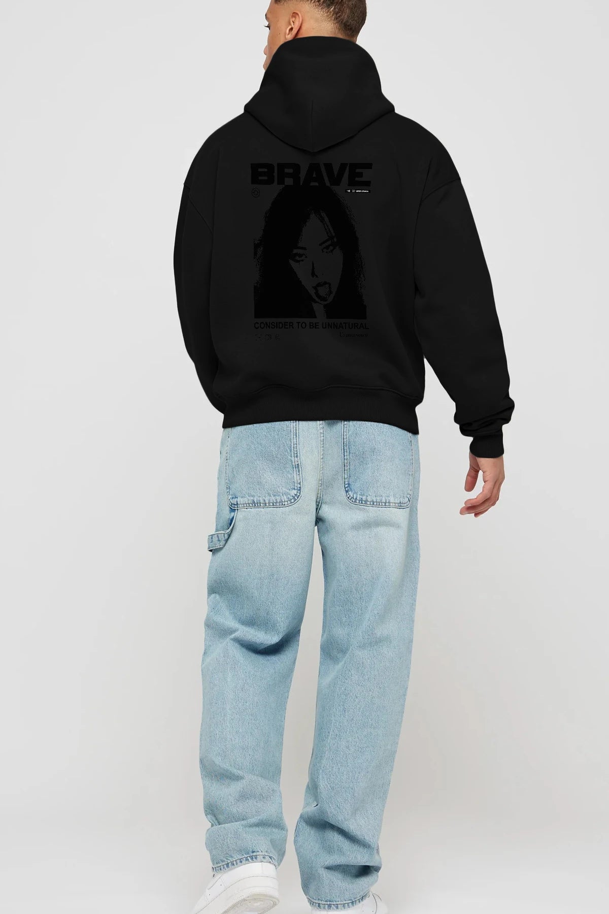 Brave Arka Baskılı Hoodie Oversize Kapüşonlu Sweatshirt Erkek Kadın Unisex