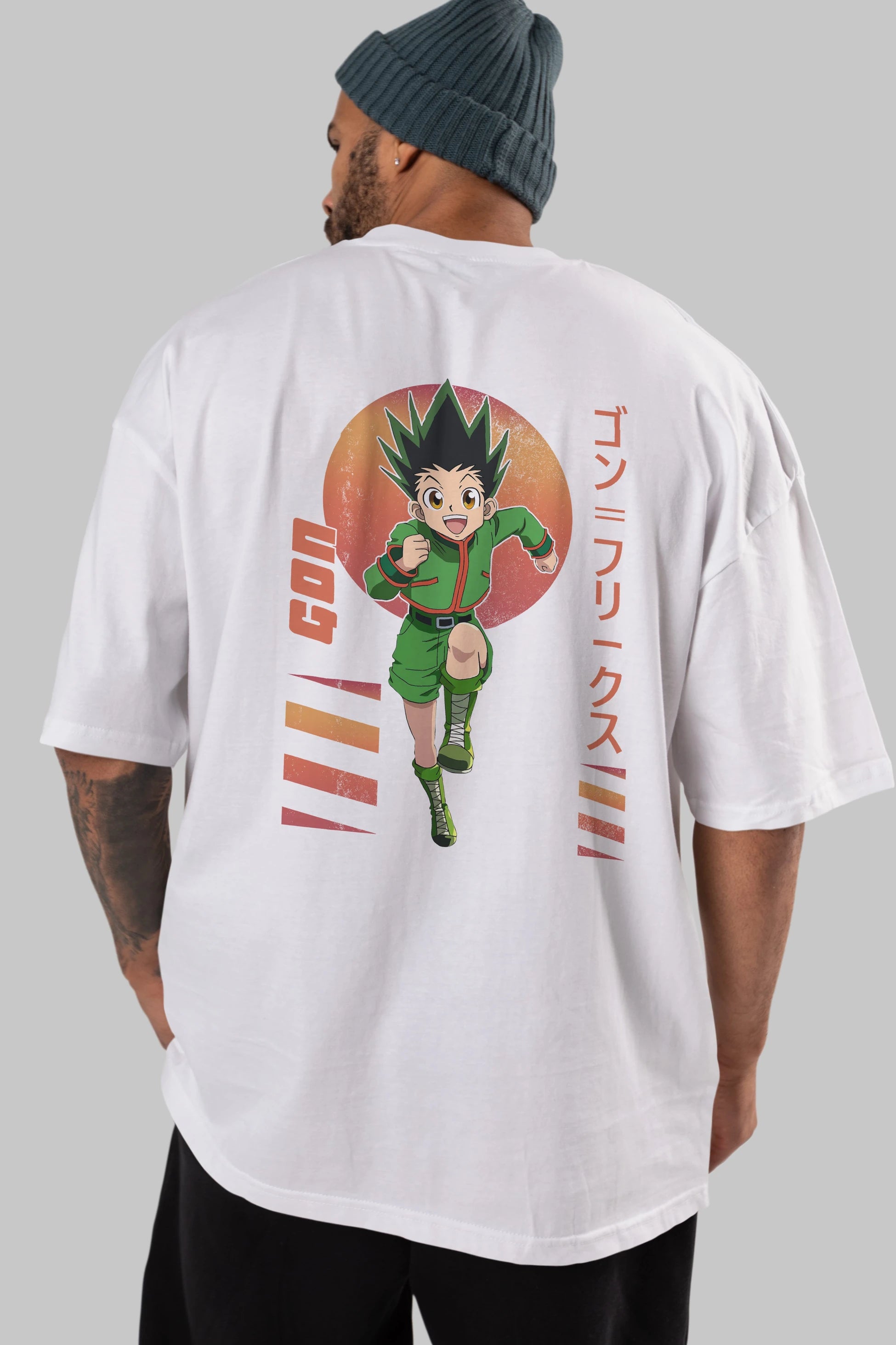 Gon Freecss HUNTER X HUNTER 2 Anime Arka Baskılı Oversize t-shirt Erkek Kadın Unisex