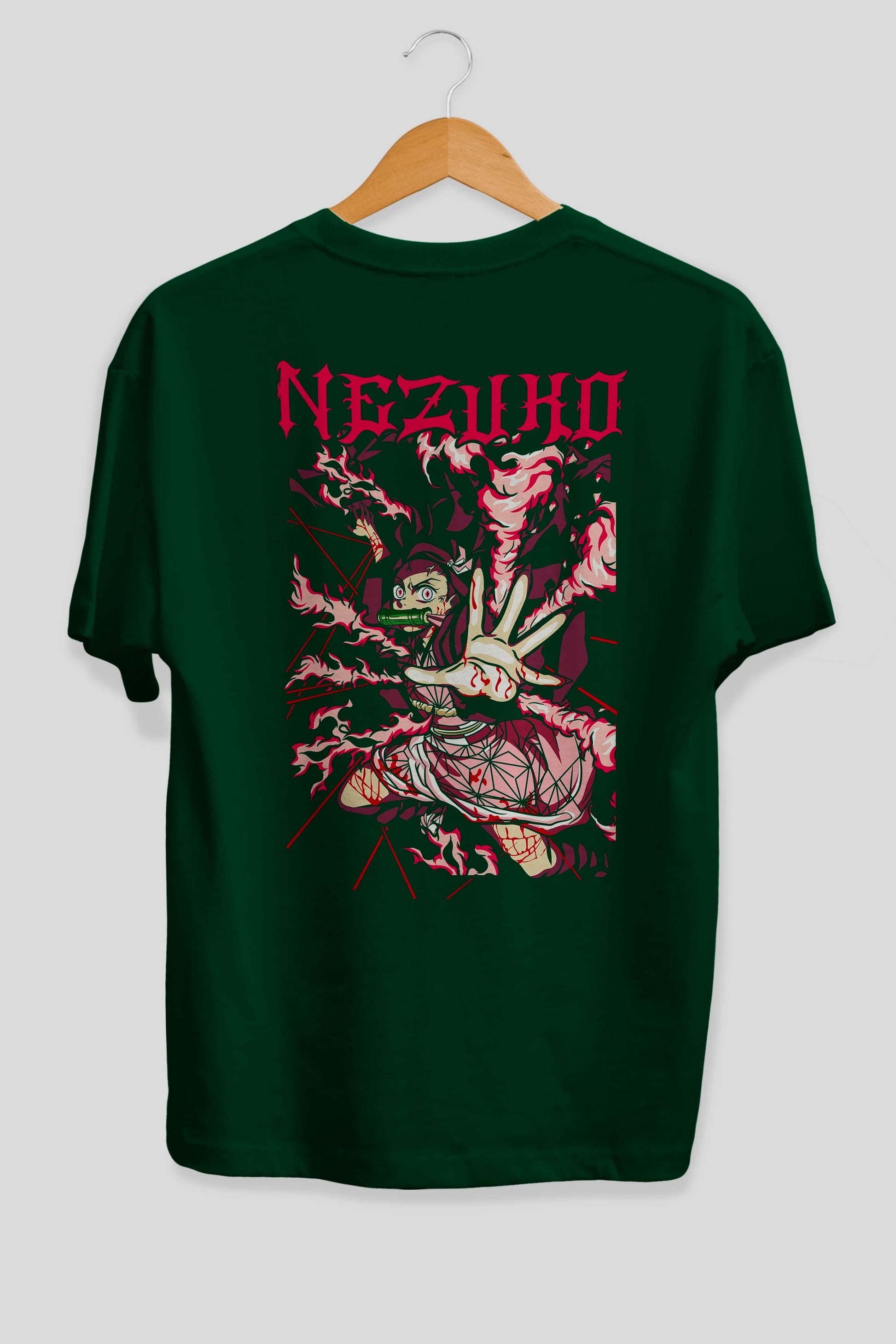NEZUKO KAMADO Anime Arka Baskılı Oversize t-shirt Erkek Kadın Unisex