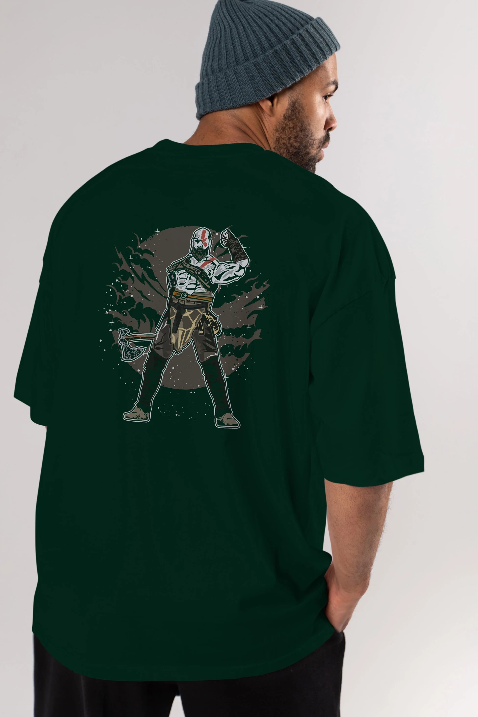 GOD OF WAR Arka Baskılı Oversize t-shirt Erkek Kadın Unisex %100 Pamuk