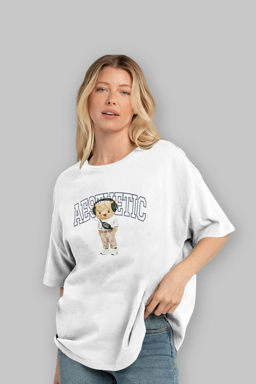 Teddy Bear Aesthetıc Ön Baskılı Oversize t-shirt Erkek Kadın Unisex %100 Pamuk