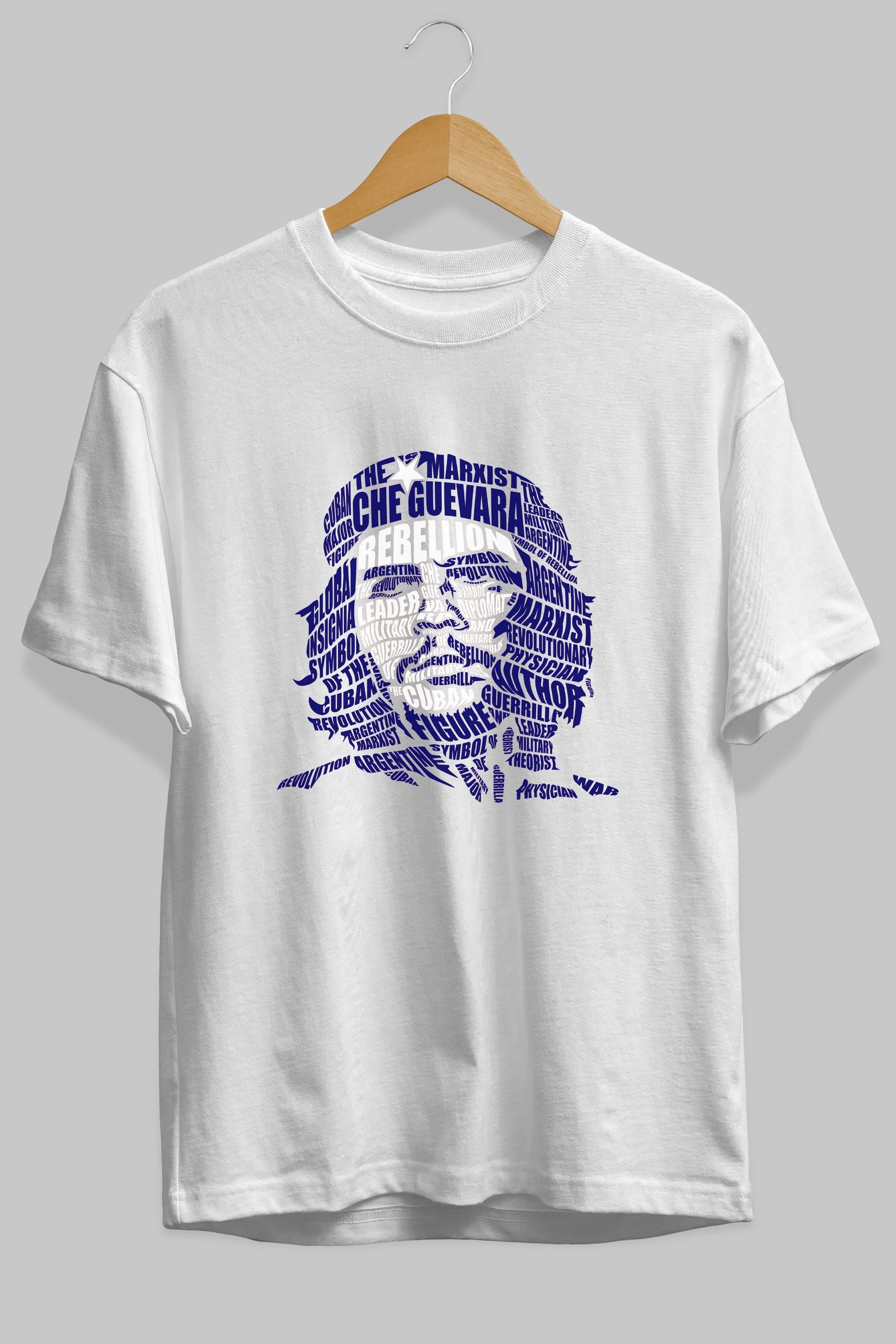 Che Guevara Calligram Ön Baskılı Oversize t-shirt %100 pamuk Erkek Kadın Unisex