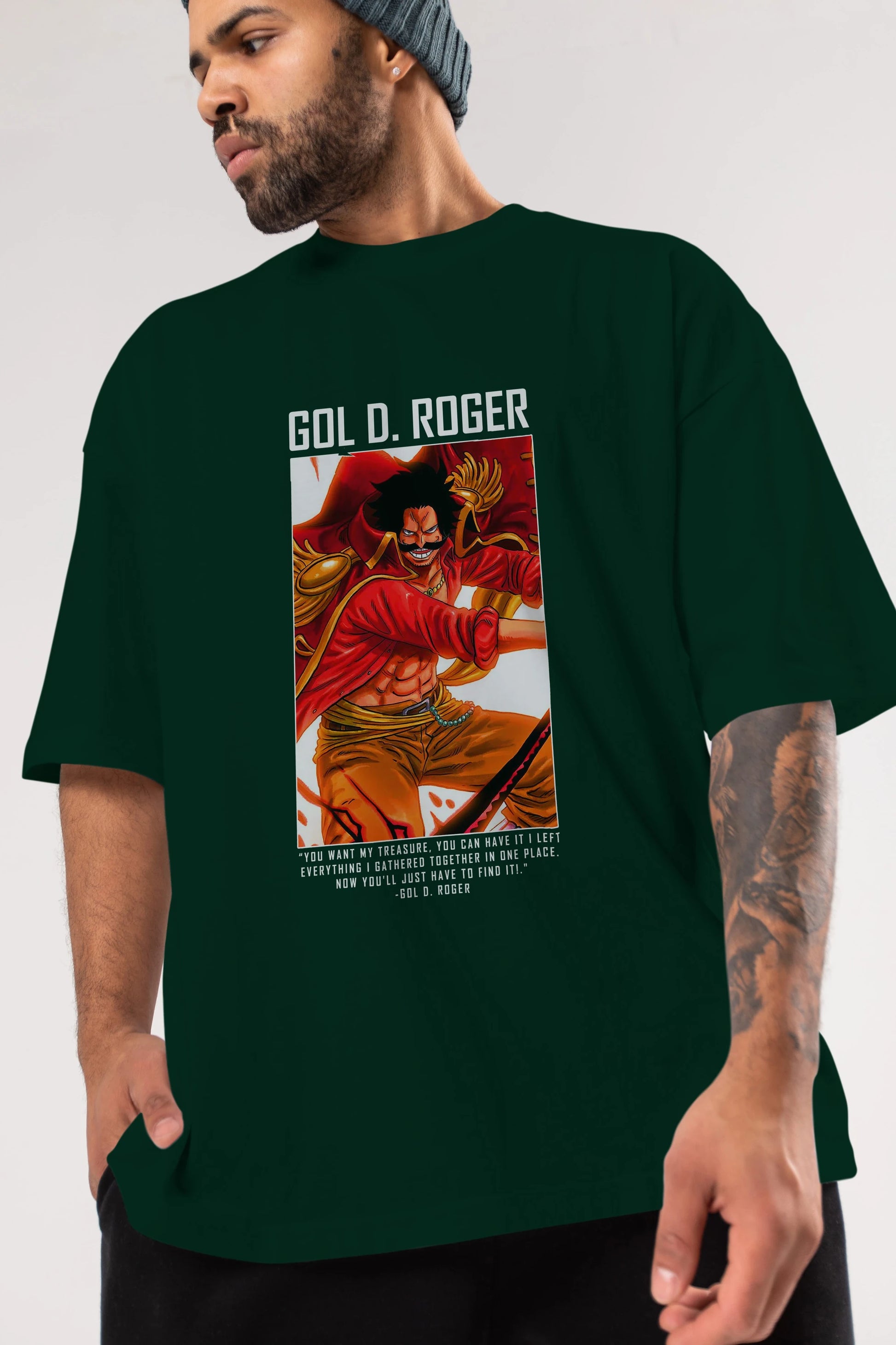 Gol D. Roger Anime Ön Baskılı Oversize t-shirt Erkek Kadın Unisex