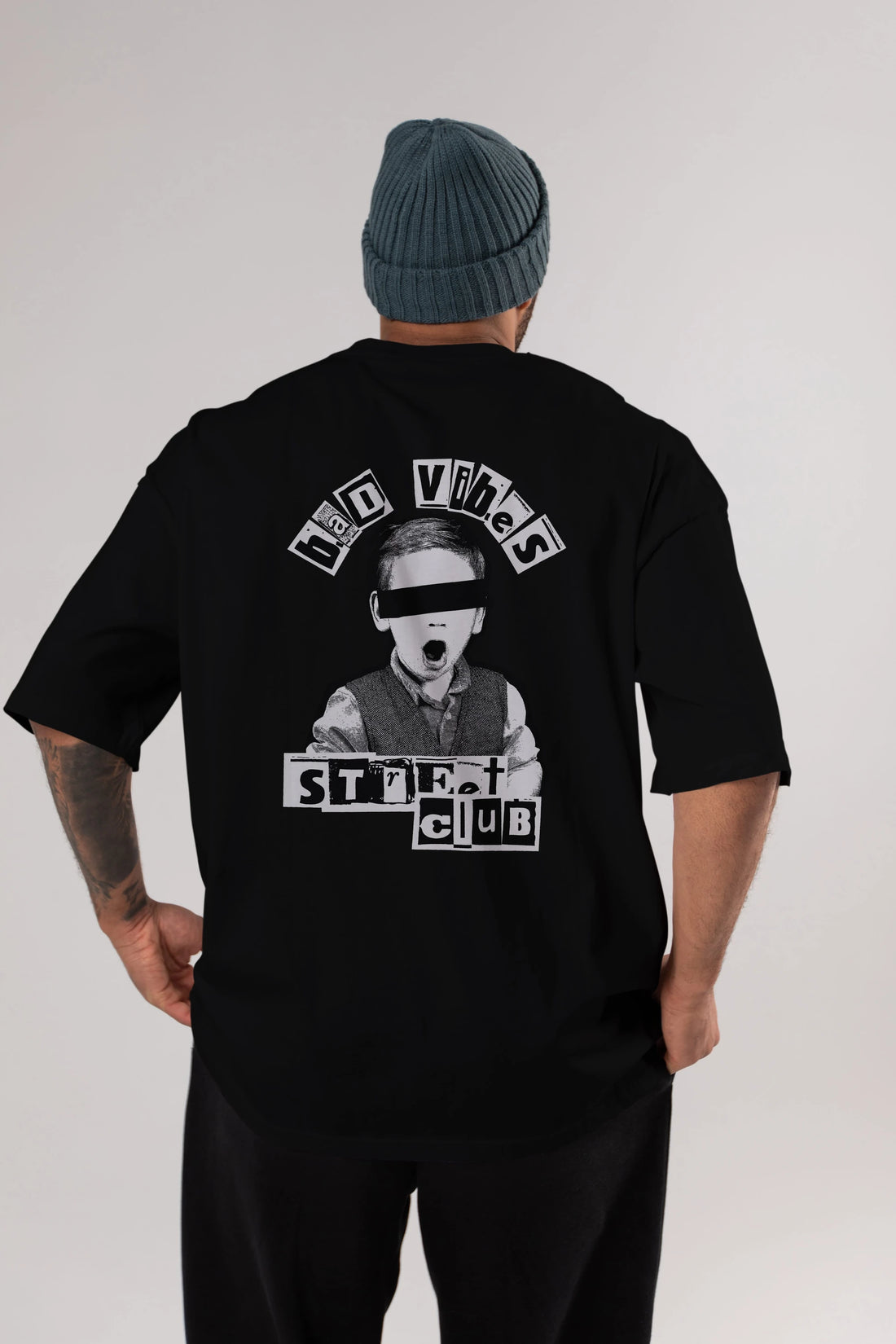 Bad Vibes Street Club Arka Baskılı Oversize t-shirt Erkek Kadın Unisex