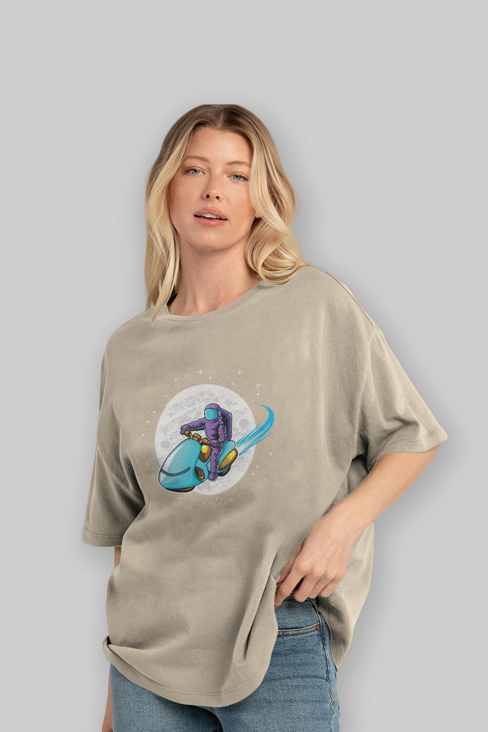 Astrorider in Space Ön Baskılı Oversize t-shirt Erkek Kadın Unisex