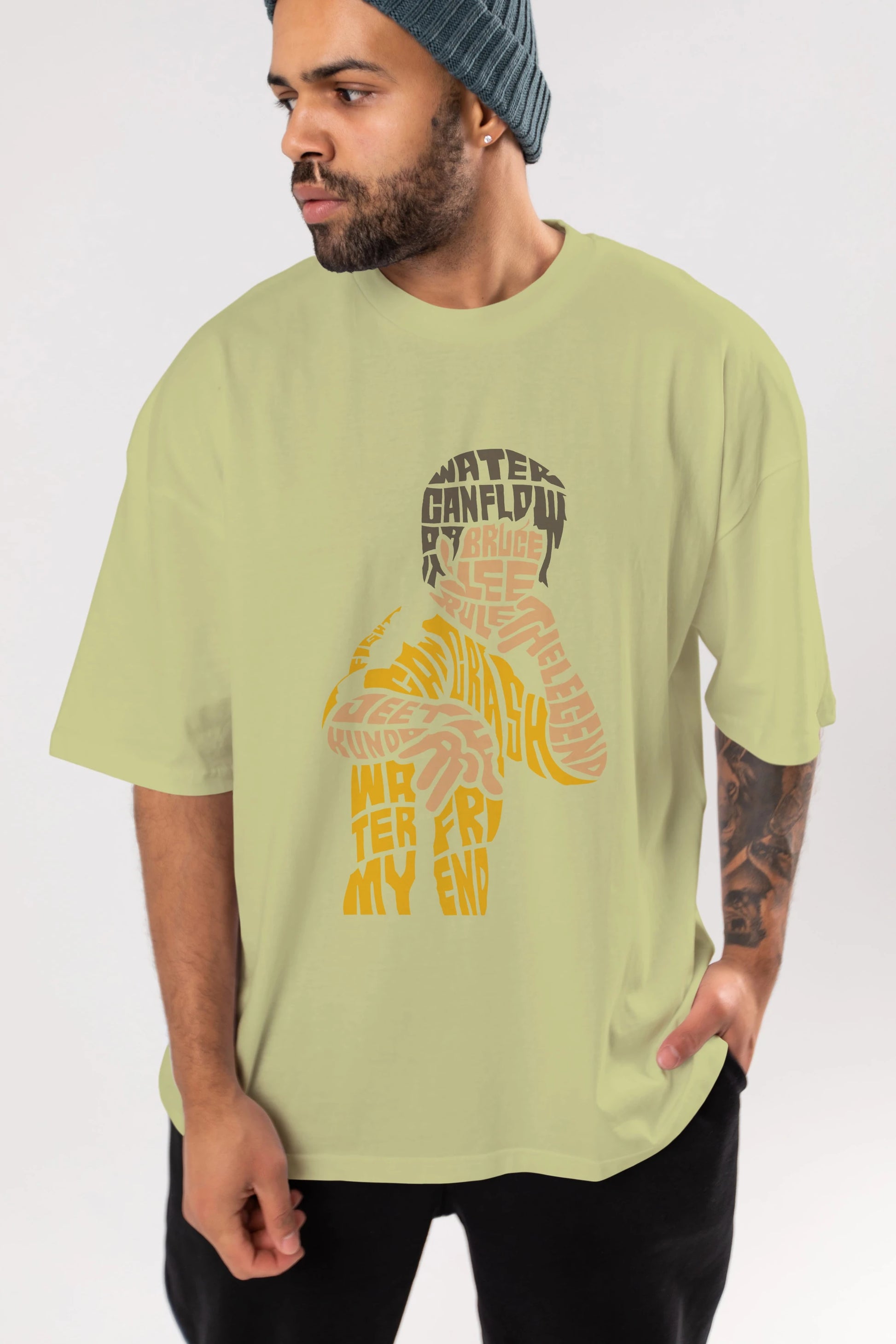 Bruce Lee Ön Baskılı Oversize t-shirt %100 pamuk Erkek Kadın Unisex
