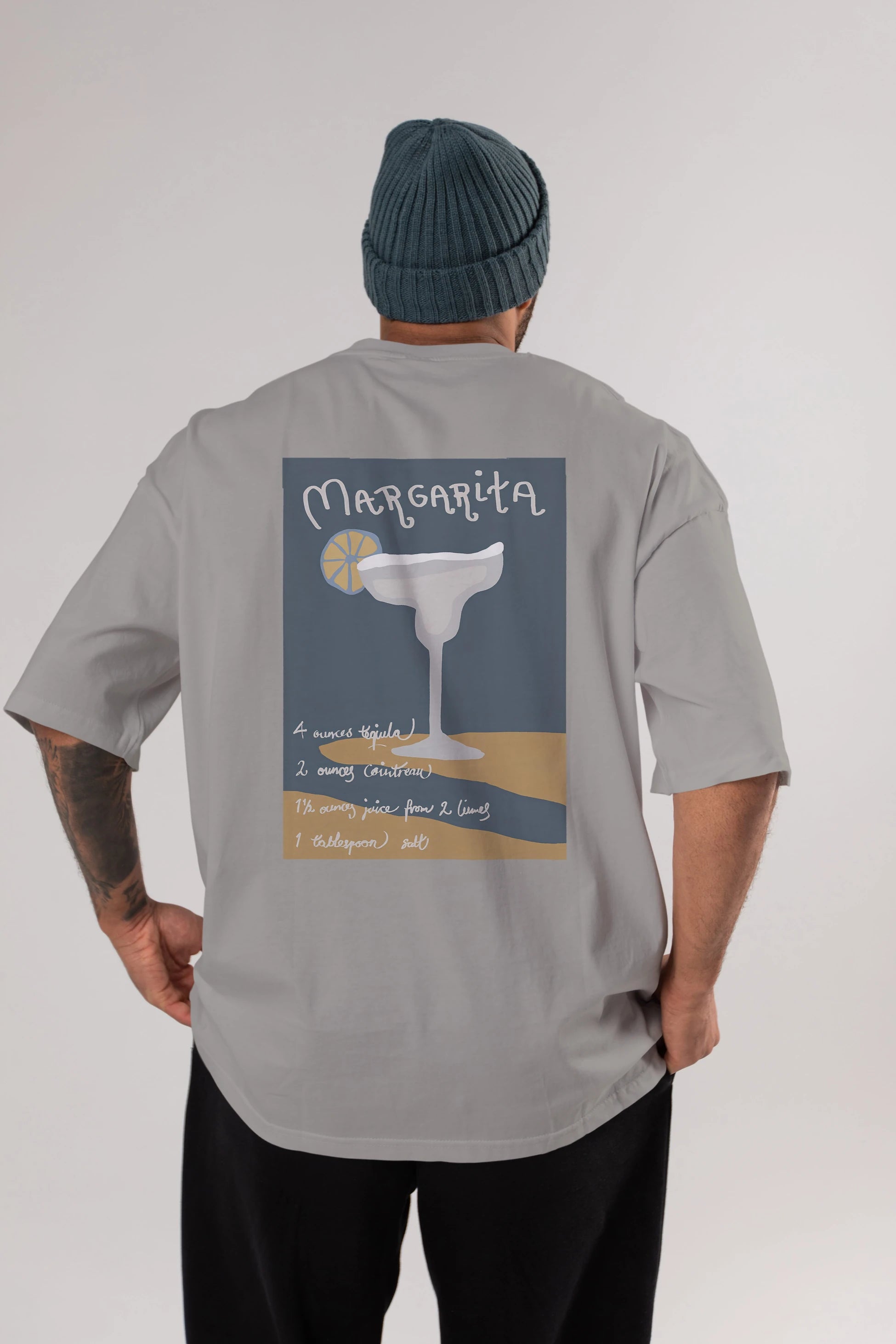 Margarita 2 Arka Baskılı Oversize t-shirt Erkek Kadın Unisex %100 Pamuk Bisiklet Yaka tişort