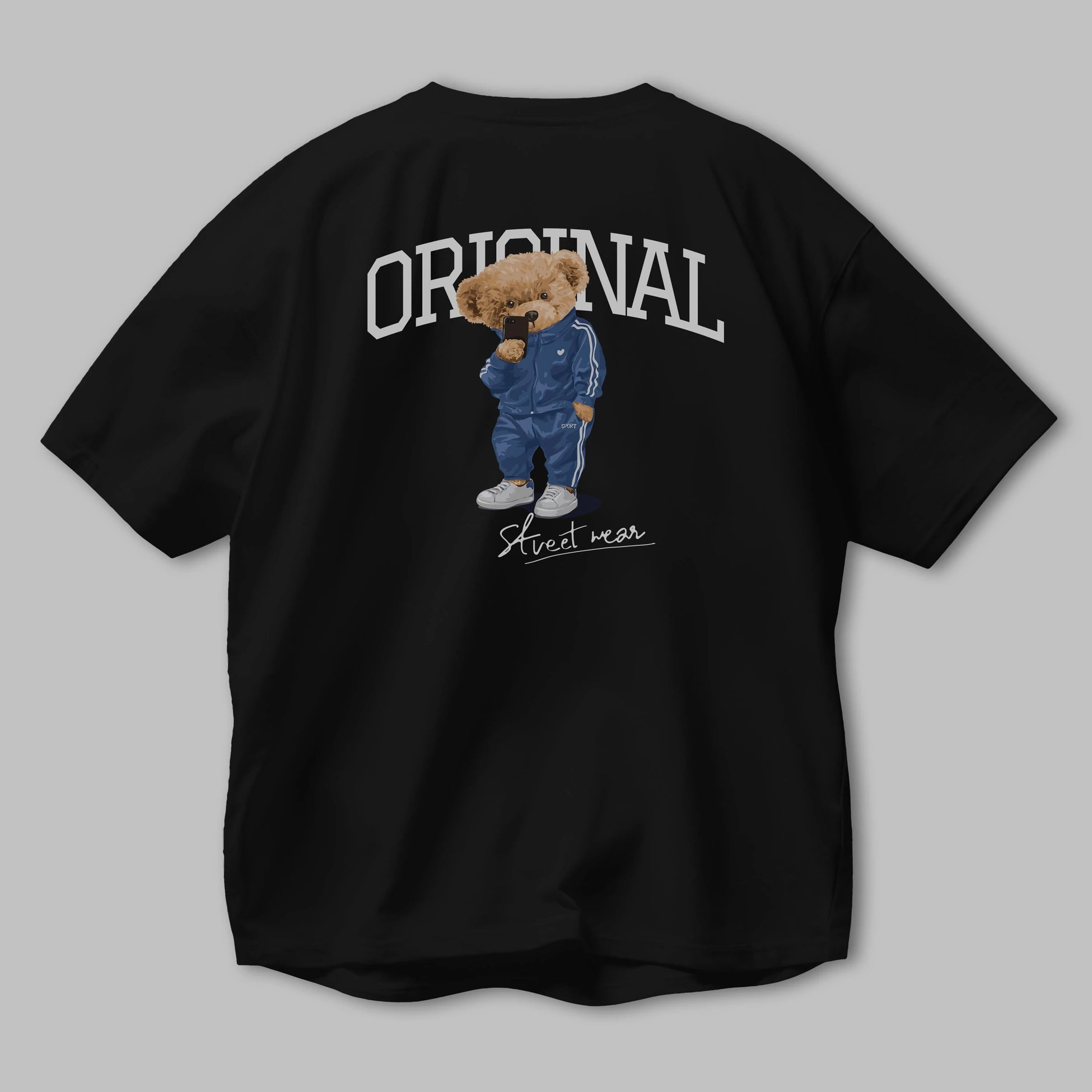 Teddy Bear Original Arka Baskılı Oversize t-shirt Erkek Kadın Unisex %100 Pamuk