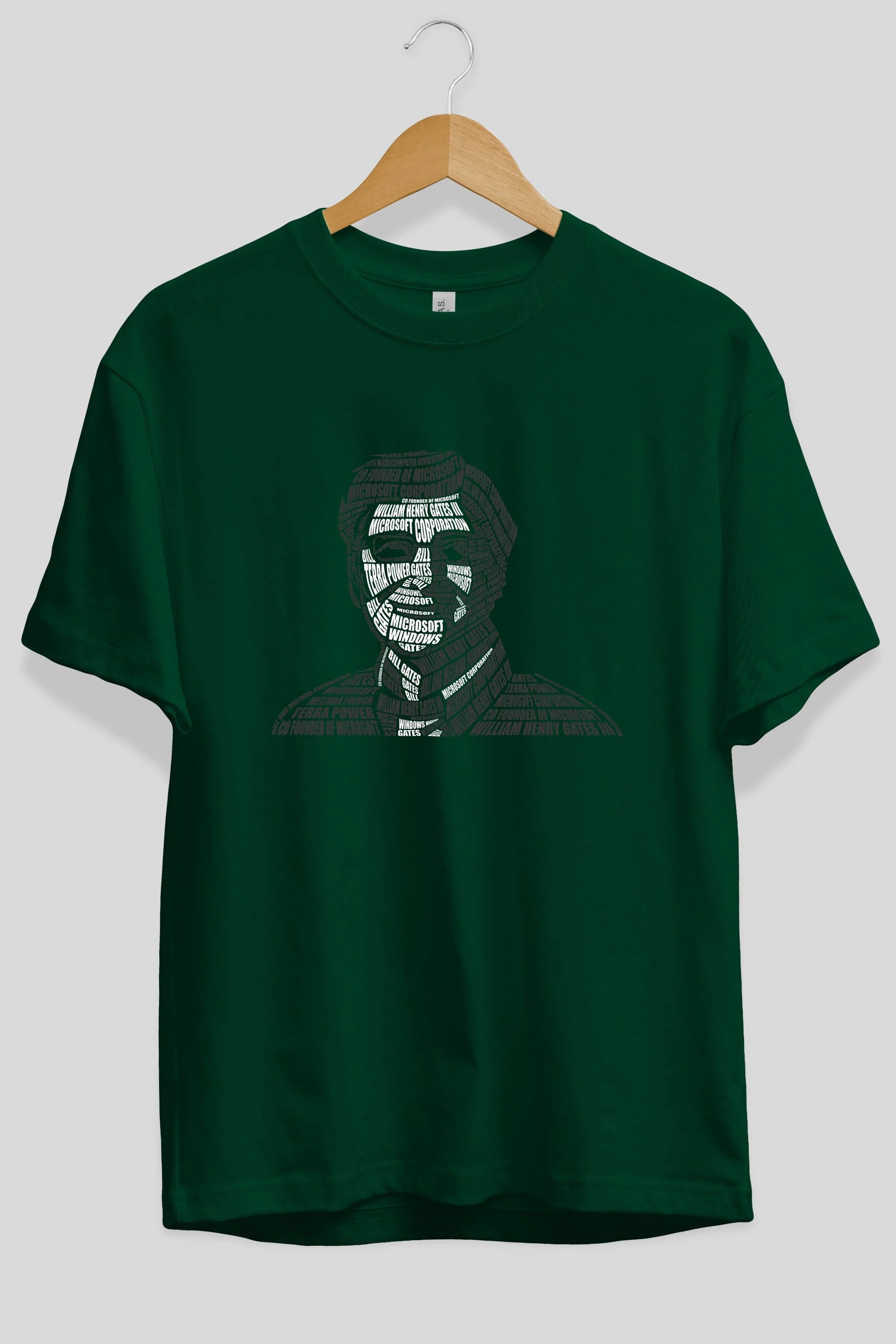 Bill Gates Calligram Ön Baskılı Oversize t-shirt %100 pamuk Erkek Kadın Unisex
