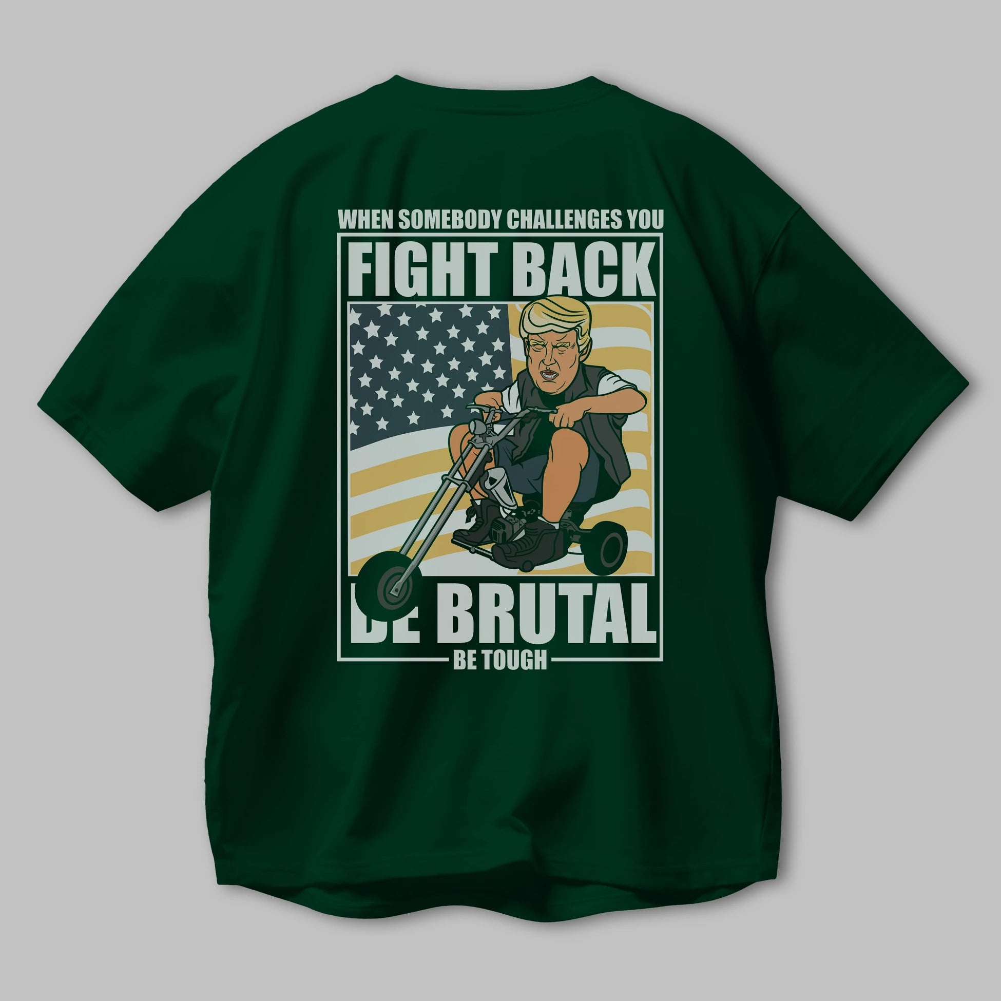 Trump Biker Arka Baskılı Oversize t-shirt Erkek Kadın Unisex %100 Pamuk tişort