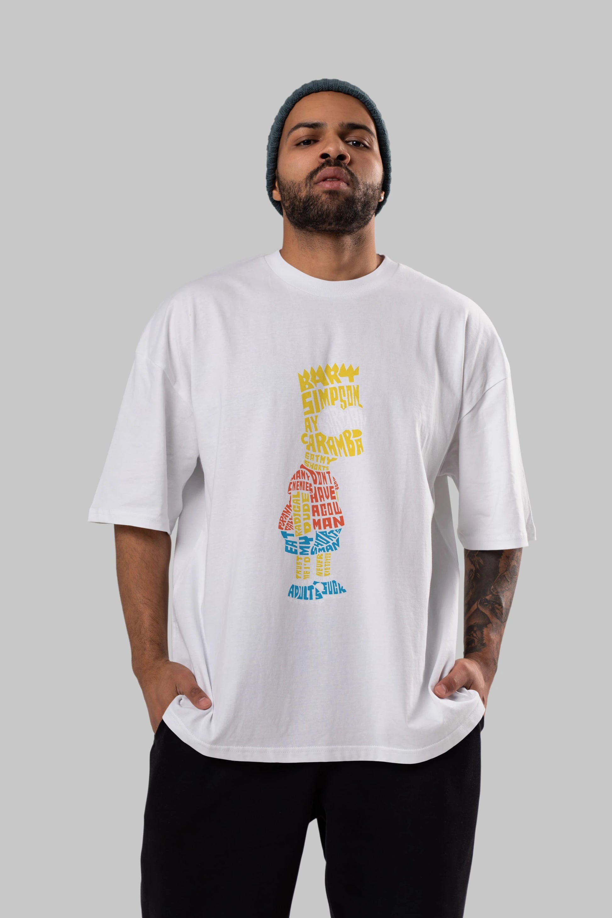 Bart Simpson Ön Baskılı Oversize t-shirt %100 pamuk Erkek Kadın Unisex