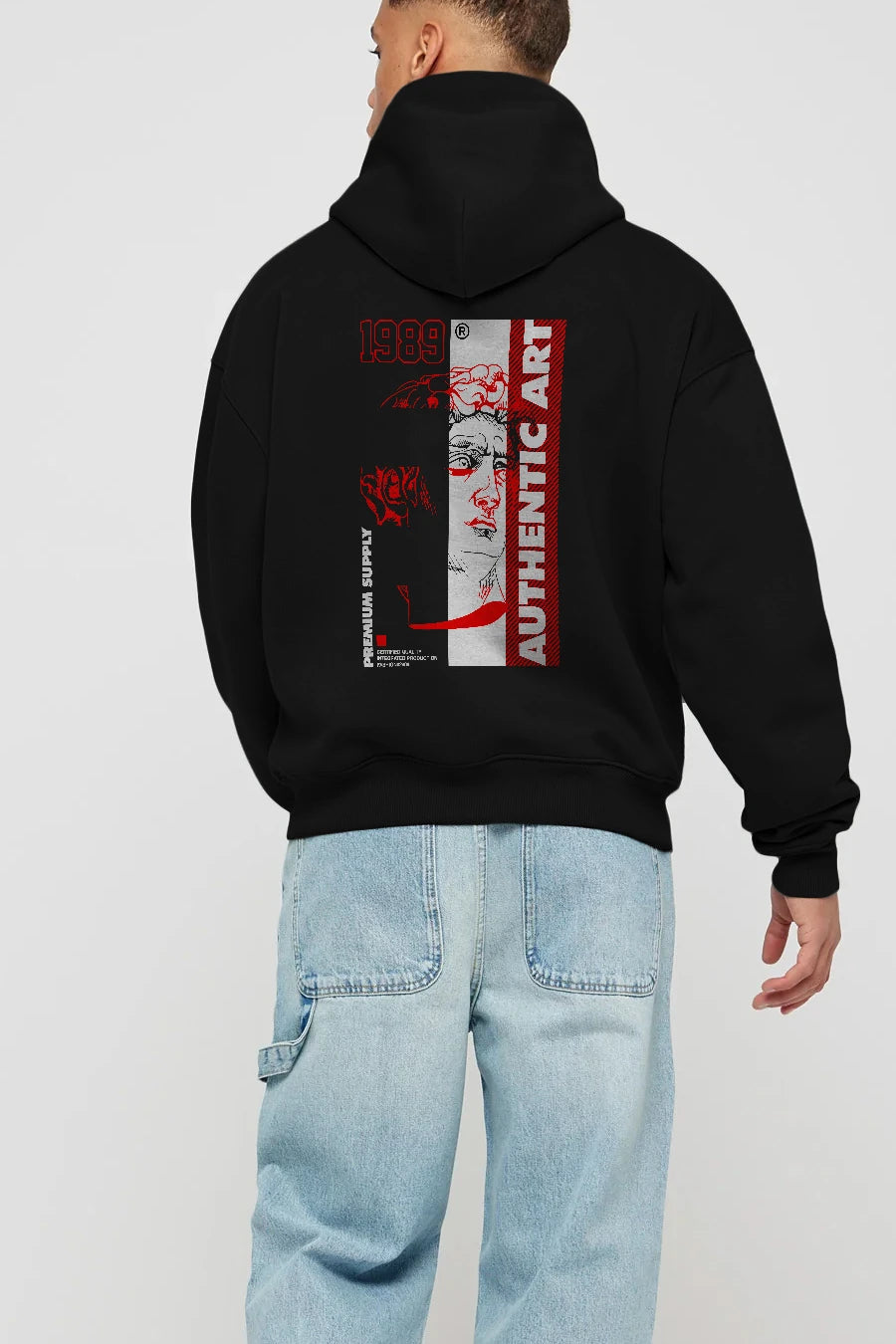 Authentic Art Arka Baskılı Hoodie Oversize Kapüşonlu Sweatshirt Erkek Kadın Unisex