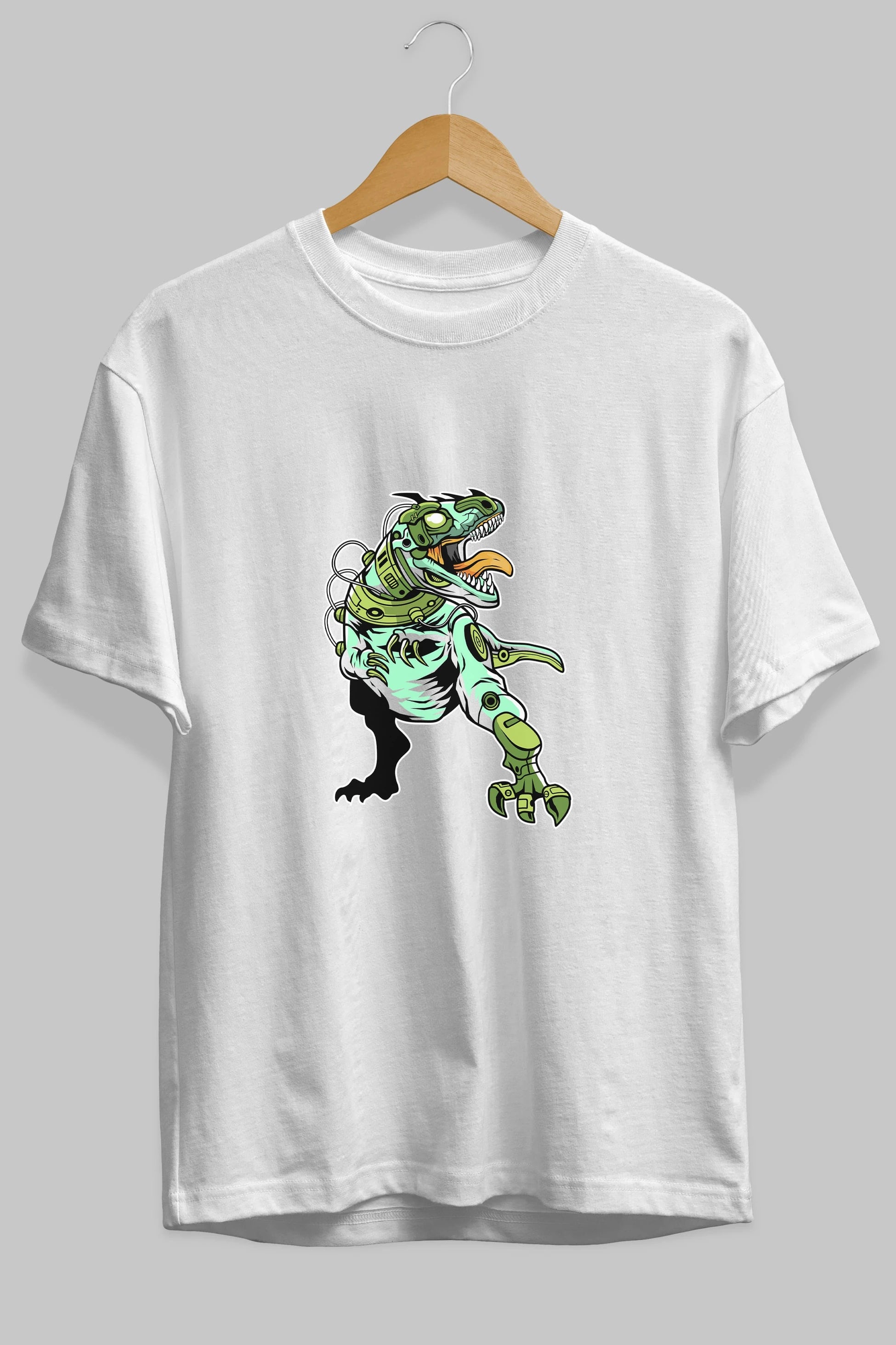 Trex Robot Ön Baskılı Oversize t-shirt Erkek Kadın Unisex %100 Pamuk tişort