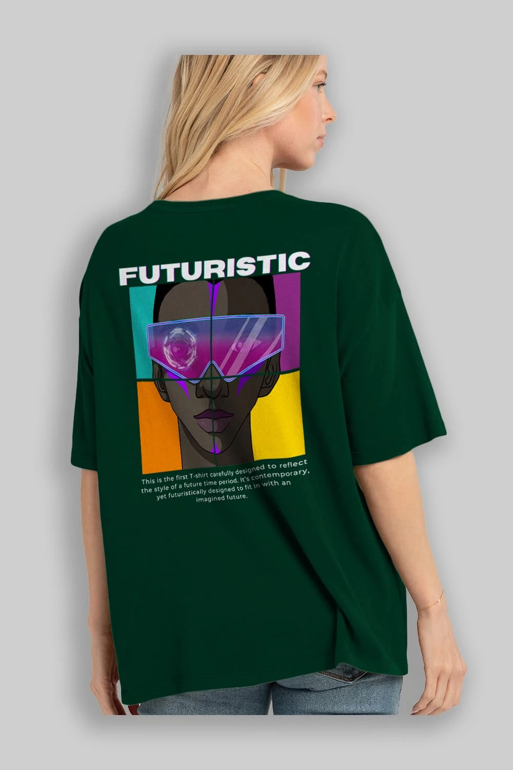 Futuristic Streetwear Arka Baskılı Oversize t-shirt Erkek Kadın Unisex