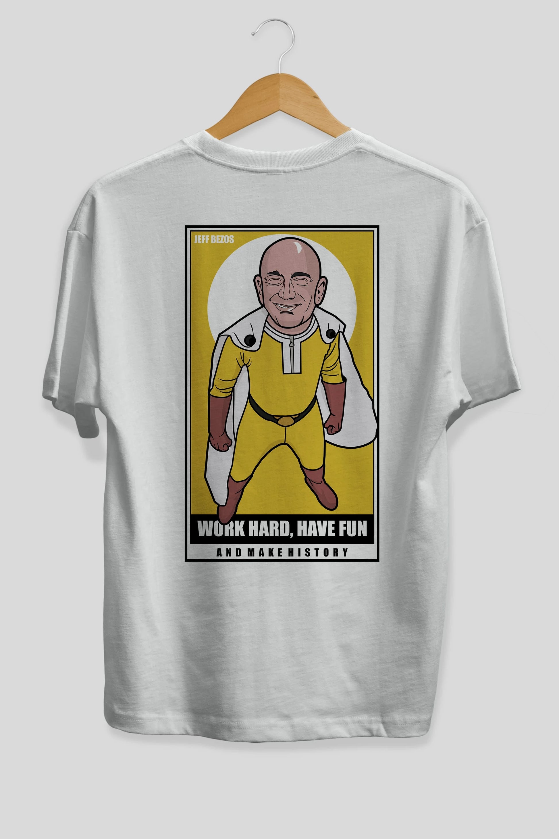Jeff Bezos Saitama Arka Baskılı Oversize t-shirt Erkek Kadın Unisex %100 Pamuk tişort
