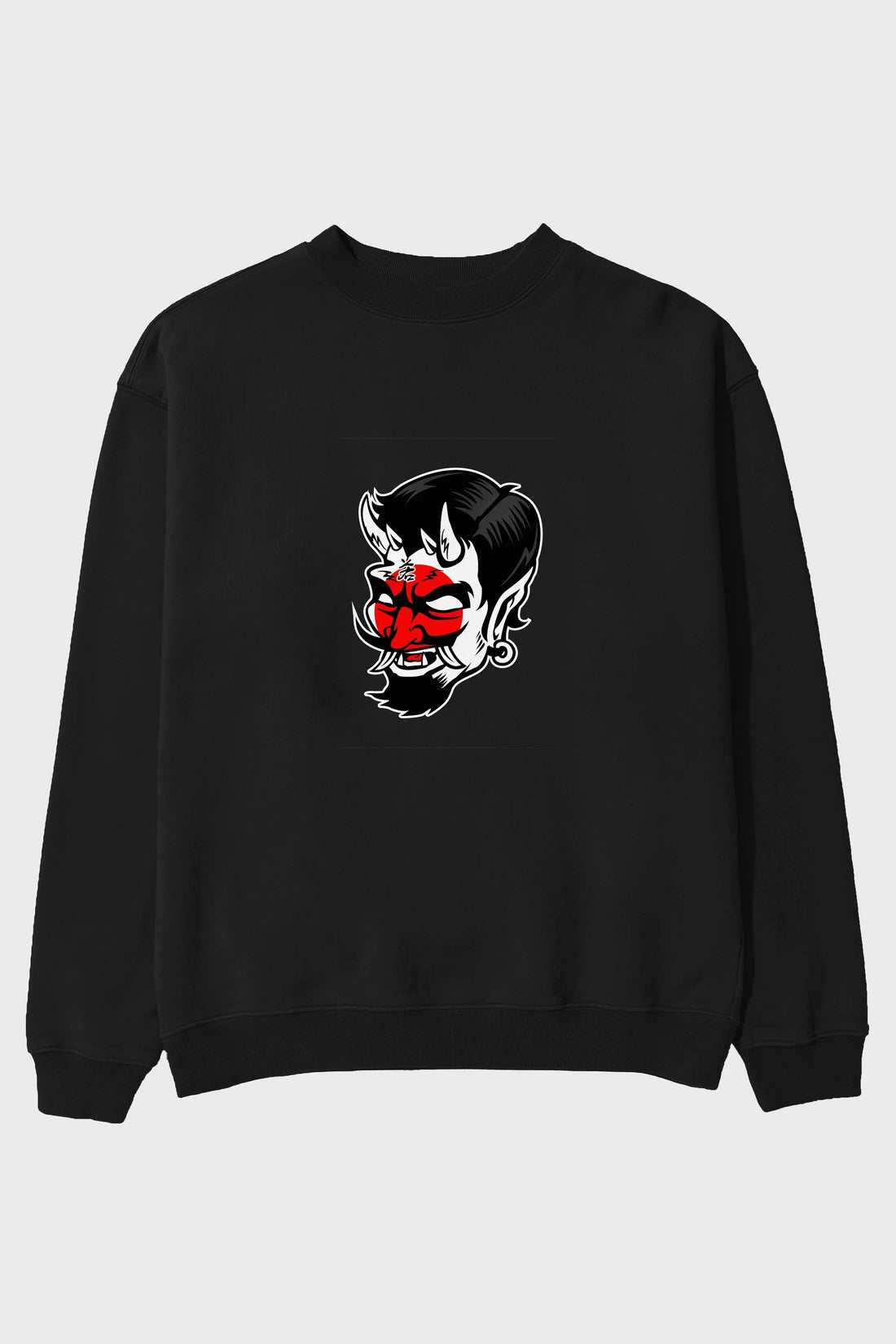 Japanese Devil Ön Baskılı Oversize Sweatshirt Erkek Kadın Unisex