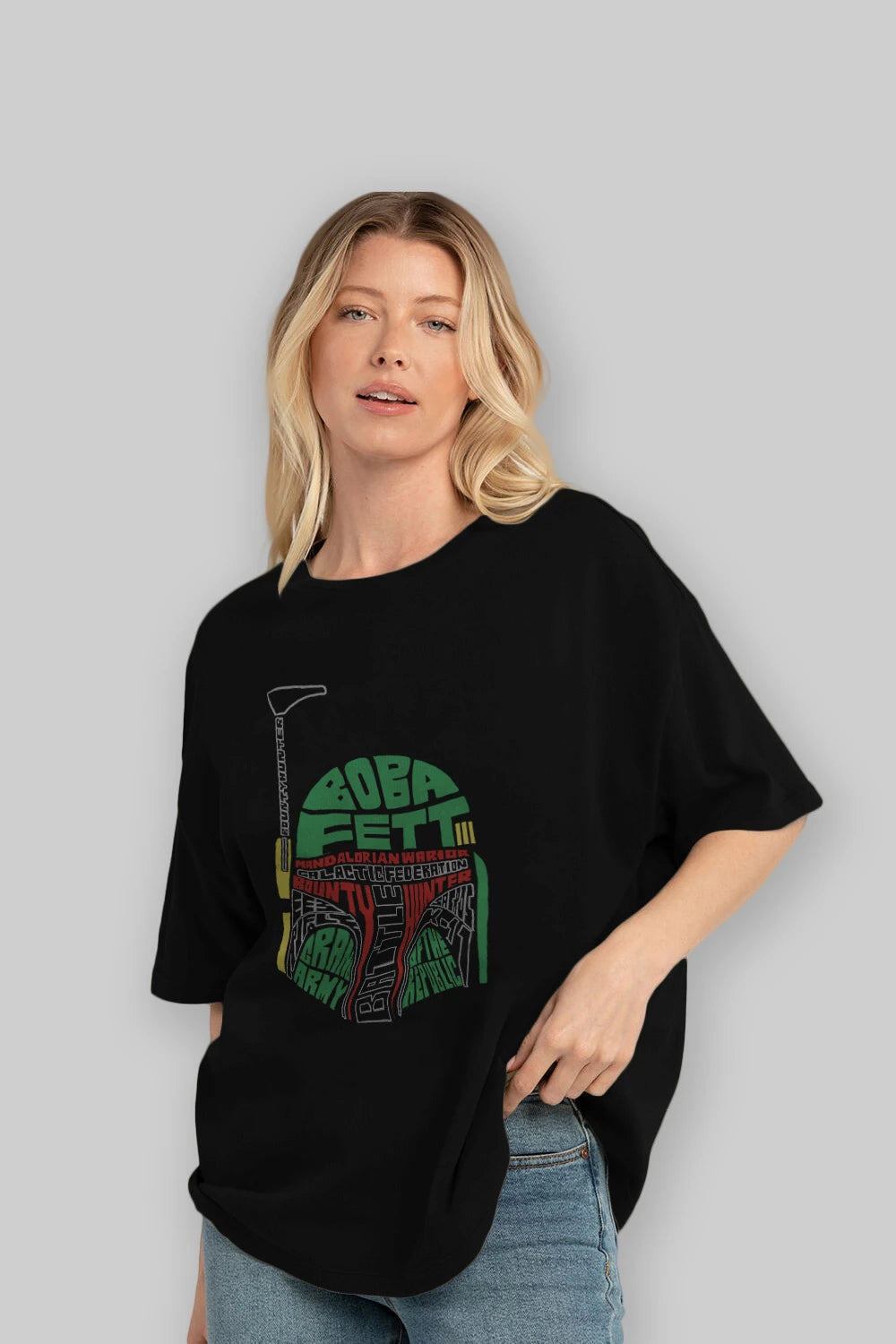 Boba Fett (2) Ön Baskılı Oversize t-shirt %100 pamuk Erkek Kadın Unisex
