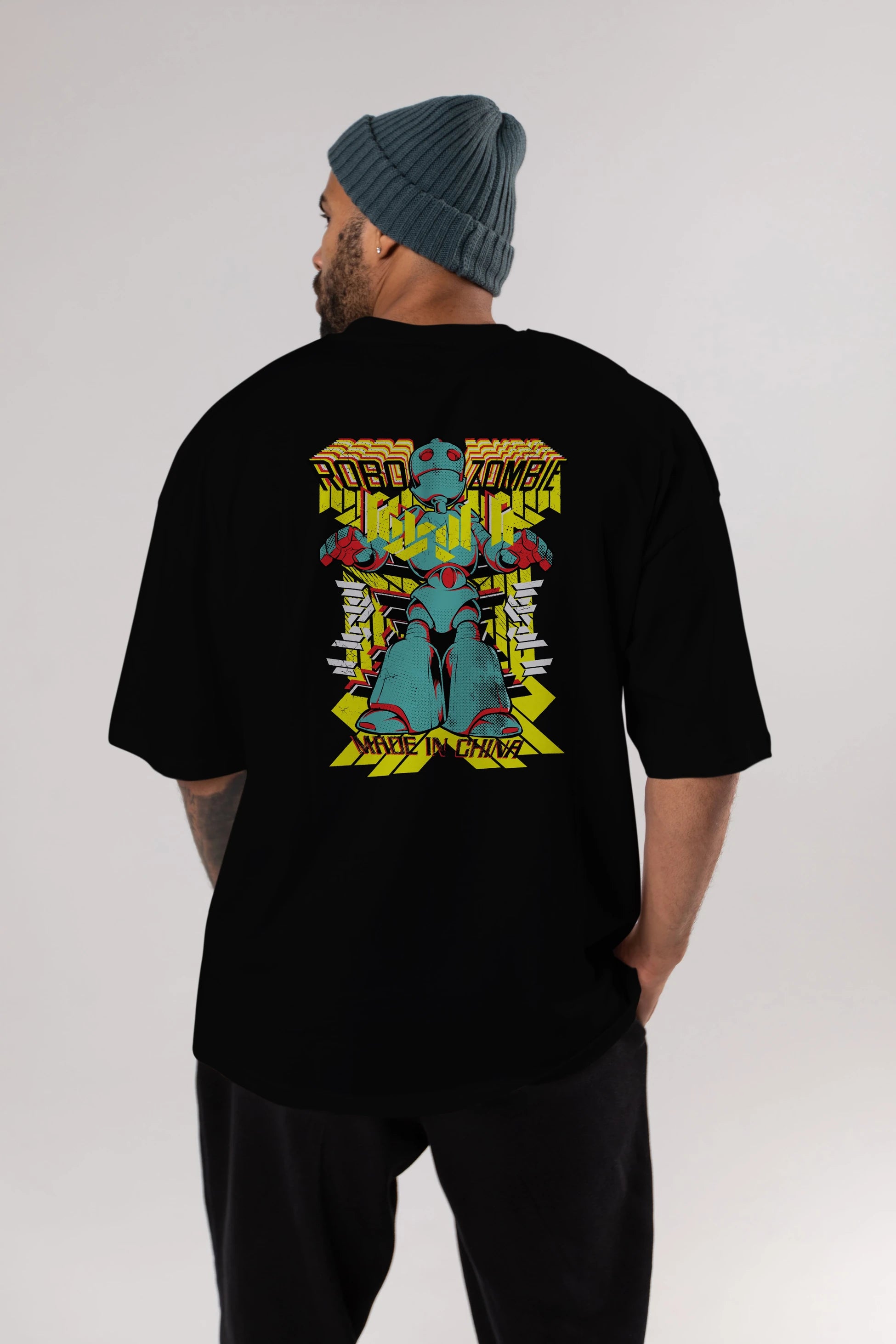 Robo Zombie Arka Baskılı Oversize t-shirt Erkek Kadın Unisex