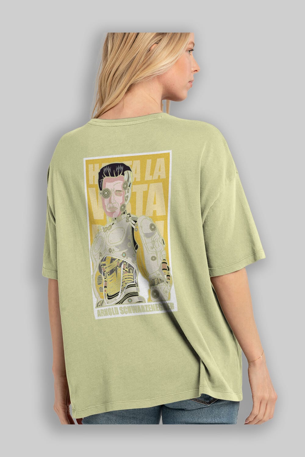 Arnold Robot Human Arka Baskılı Oversize t-shirt Erkek Kadın Unisex %100 Pamuk tişort
