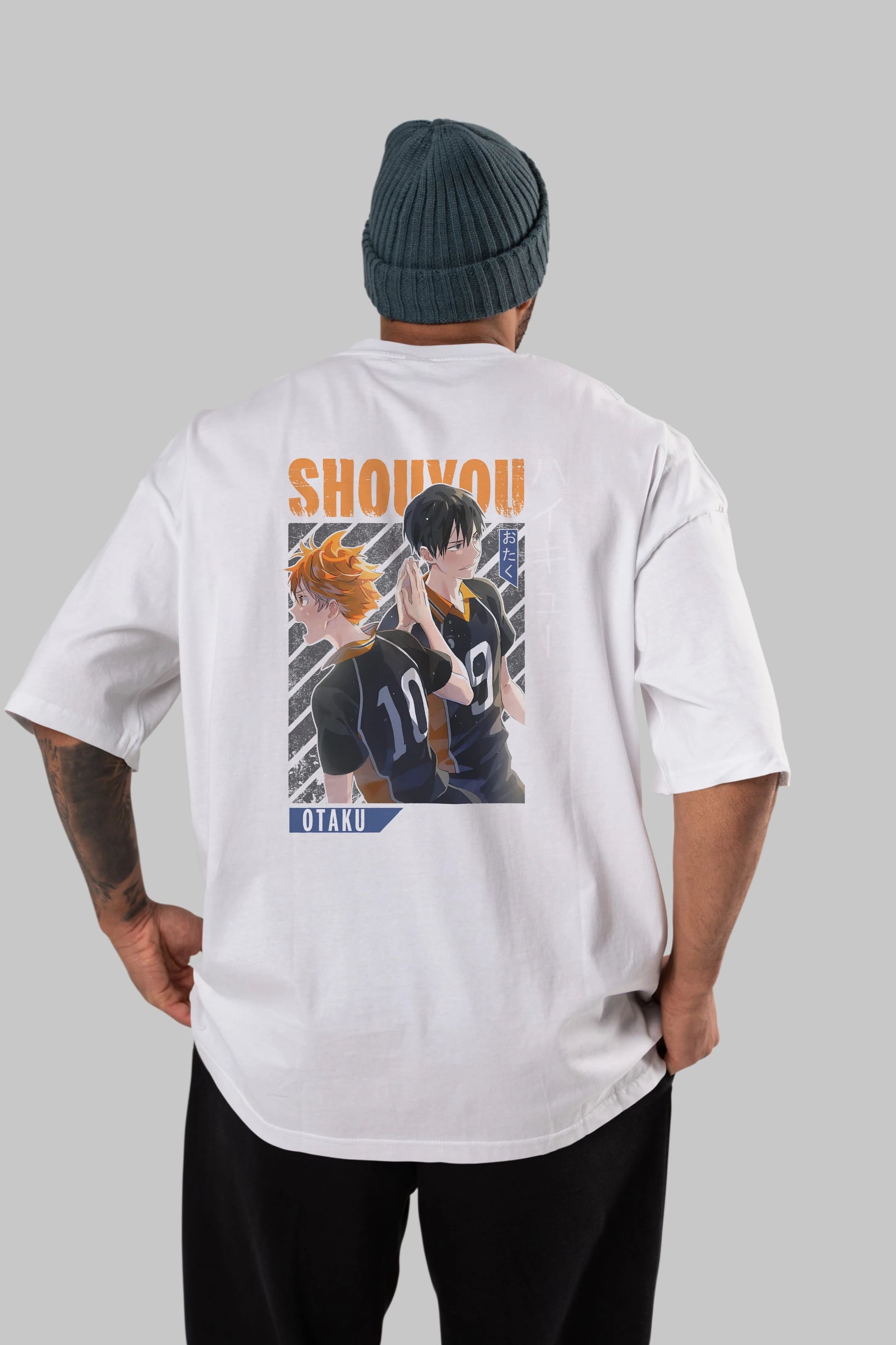 Shouyou Hinata 12 Anime Arka Baskılı Oversize t-shirt Erkek Kadın Unisex