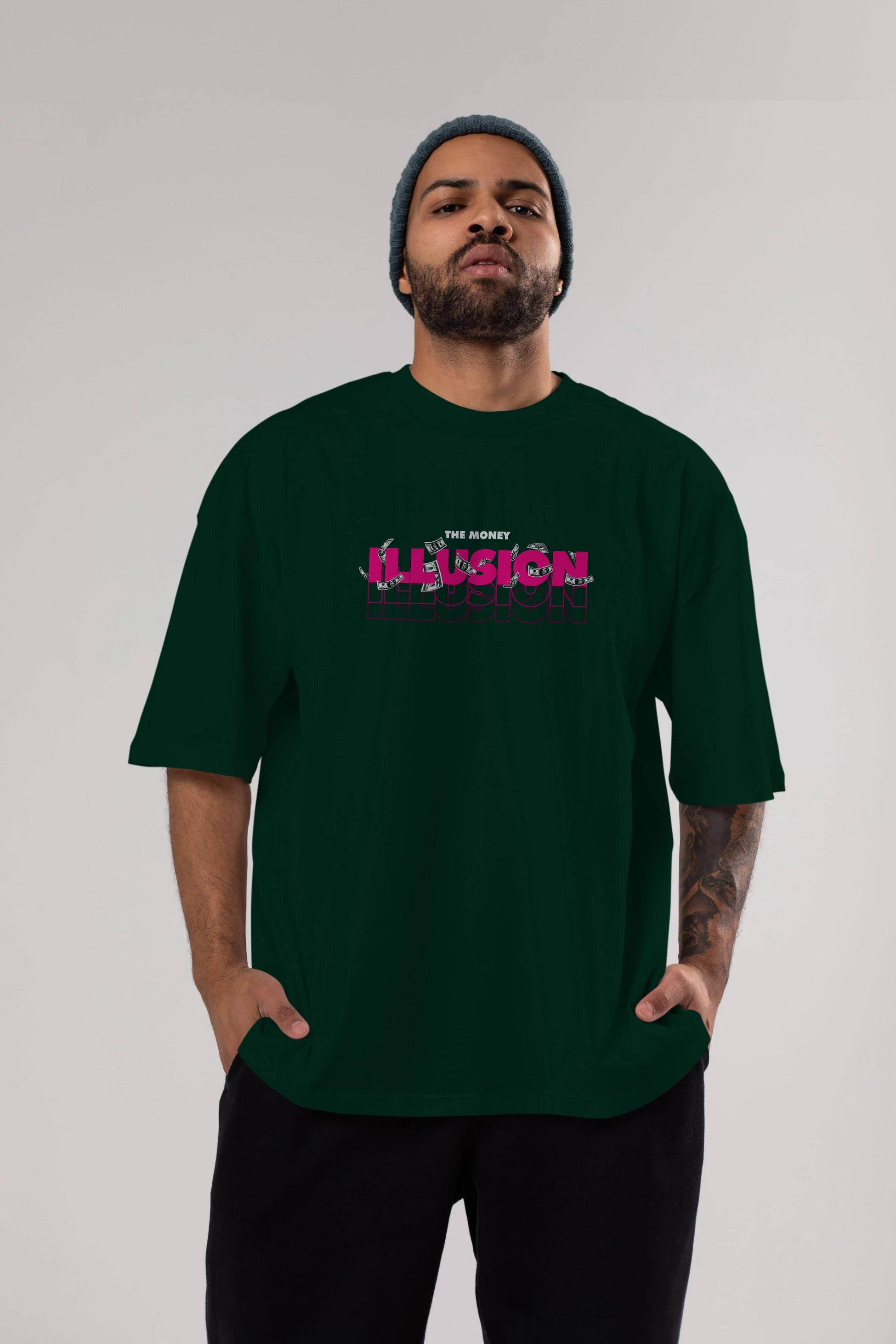 The Money Illusion Ön Baskılı Oversize t-shirt Erkek Kadın Unisex