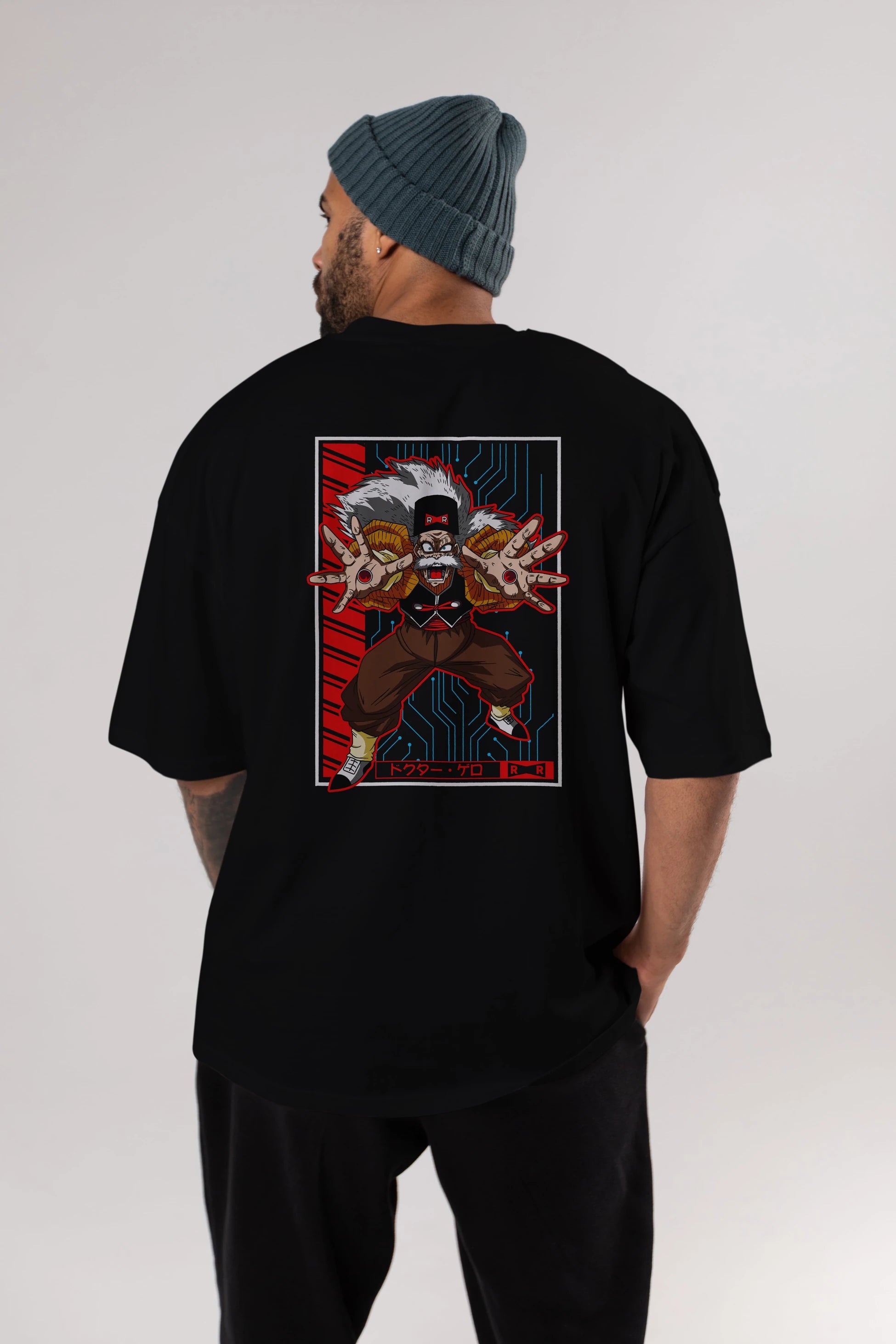 DragonBall DrMakigero Anime Arka Baskılı Oversize t-shirt Erkek Kadın Unisex