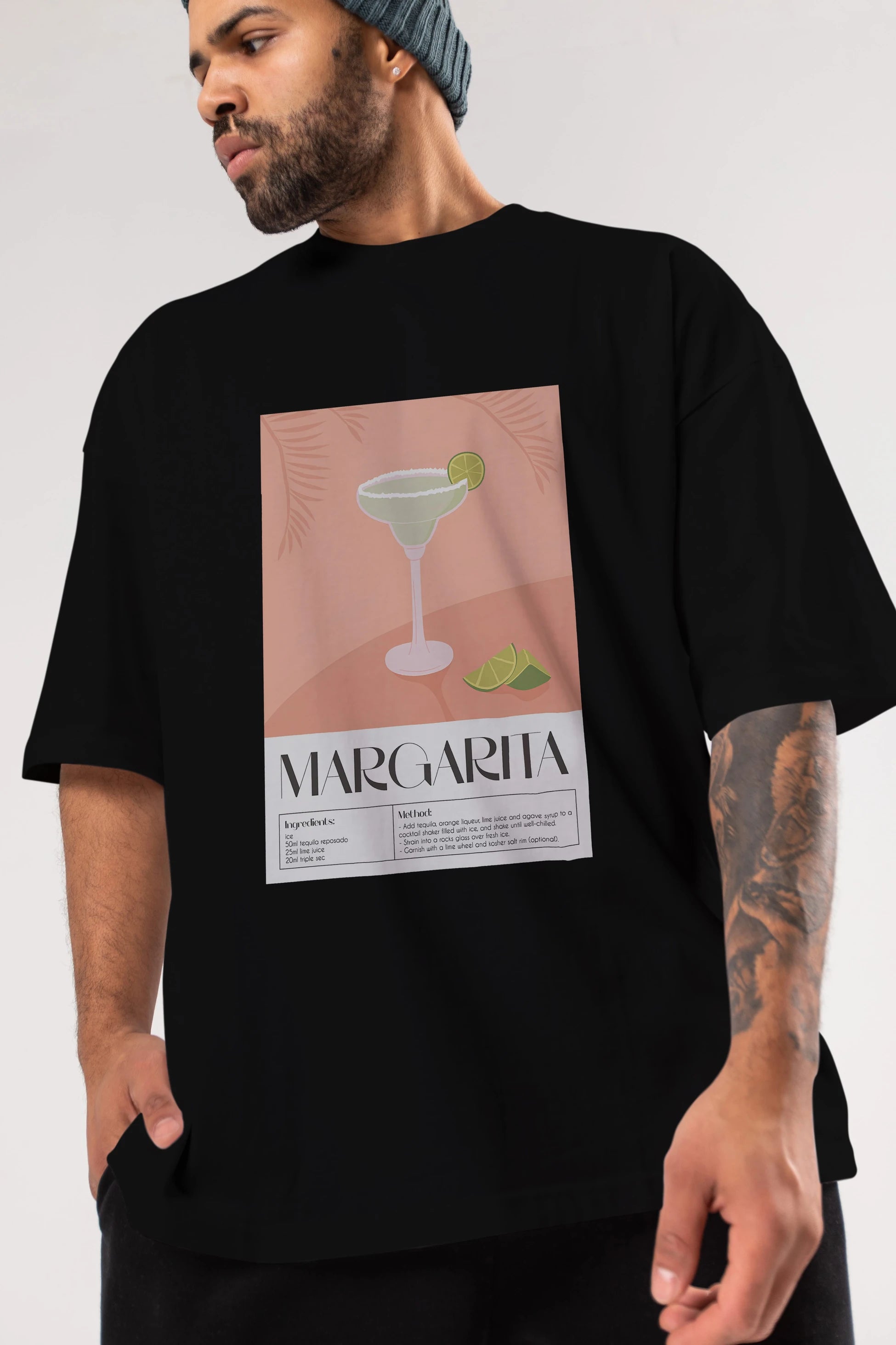 Margarita 5 Ön Baskılı Oversize t-shirt Erkek Kadın Unisex %100 Pamuk Bisiklet Yaka tişort