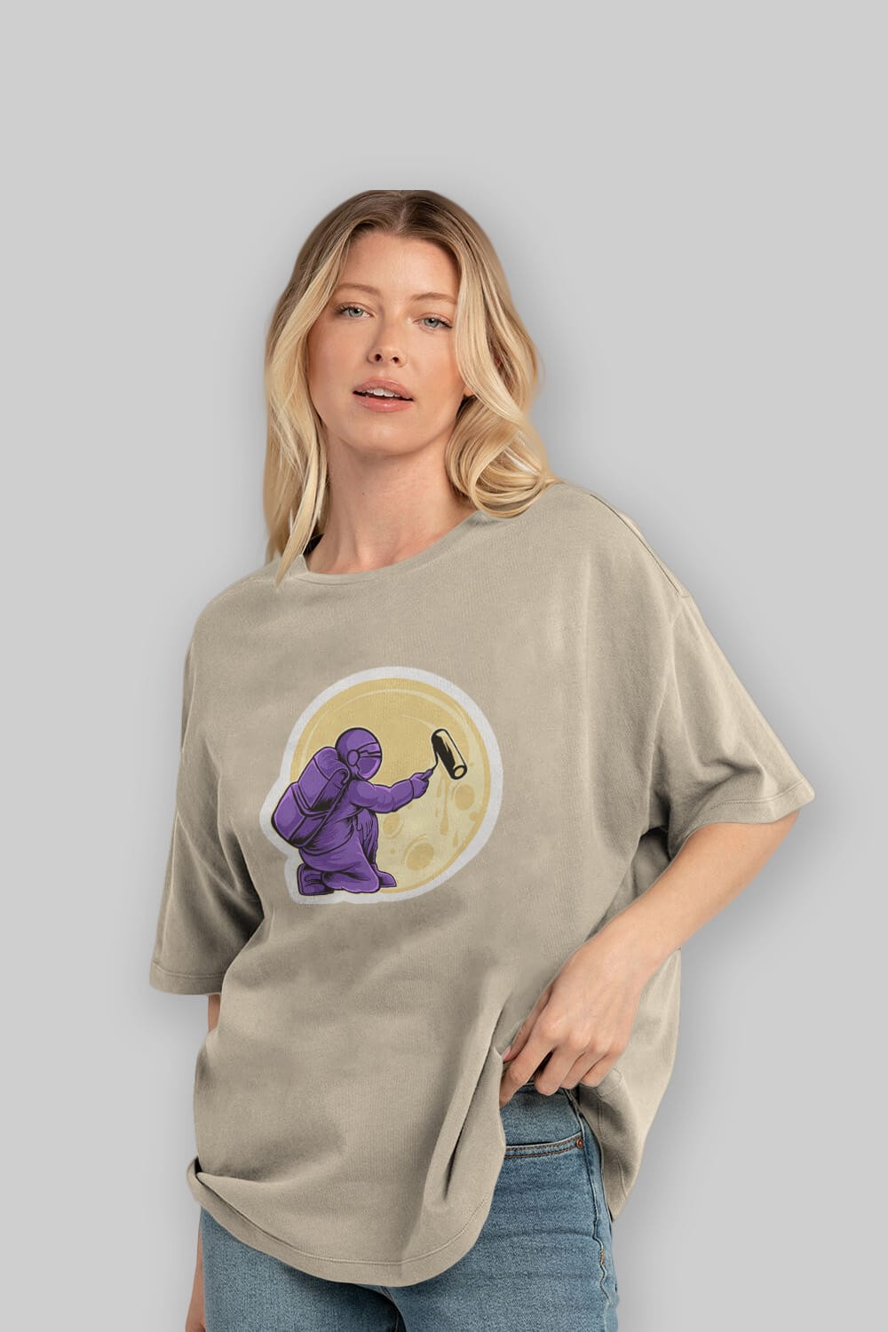 Astropaint Sticker Ön Baskılı Oversize t-shirt Erkek Kadın Unisex