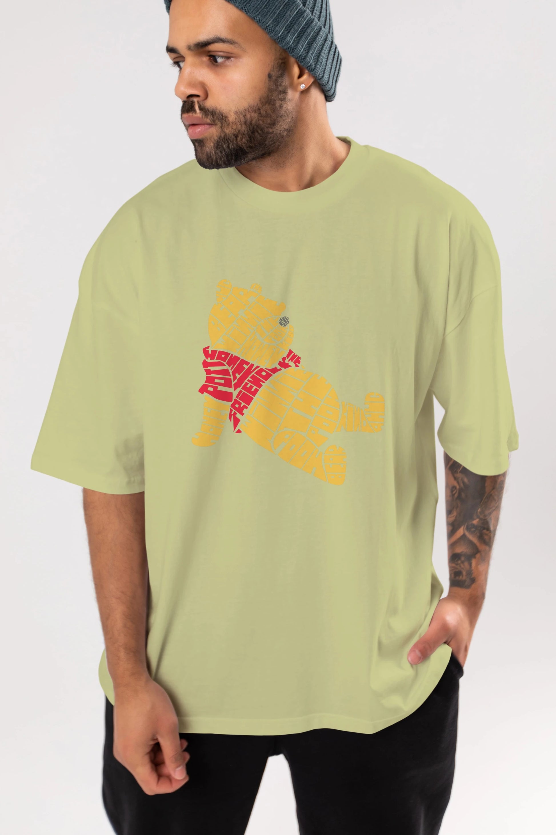 Winnie The Pooh Ön Baskılı Oversize t-shirt %100 pamuk Erkek Kadın Unisex