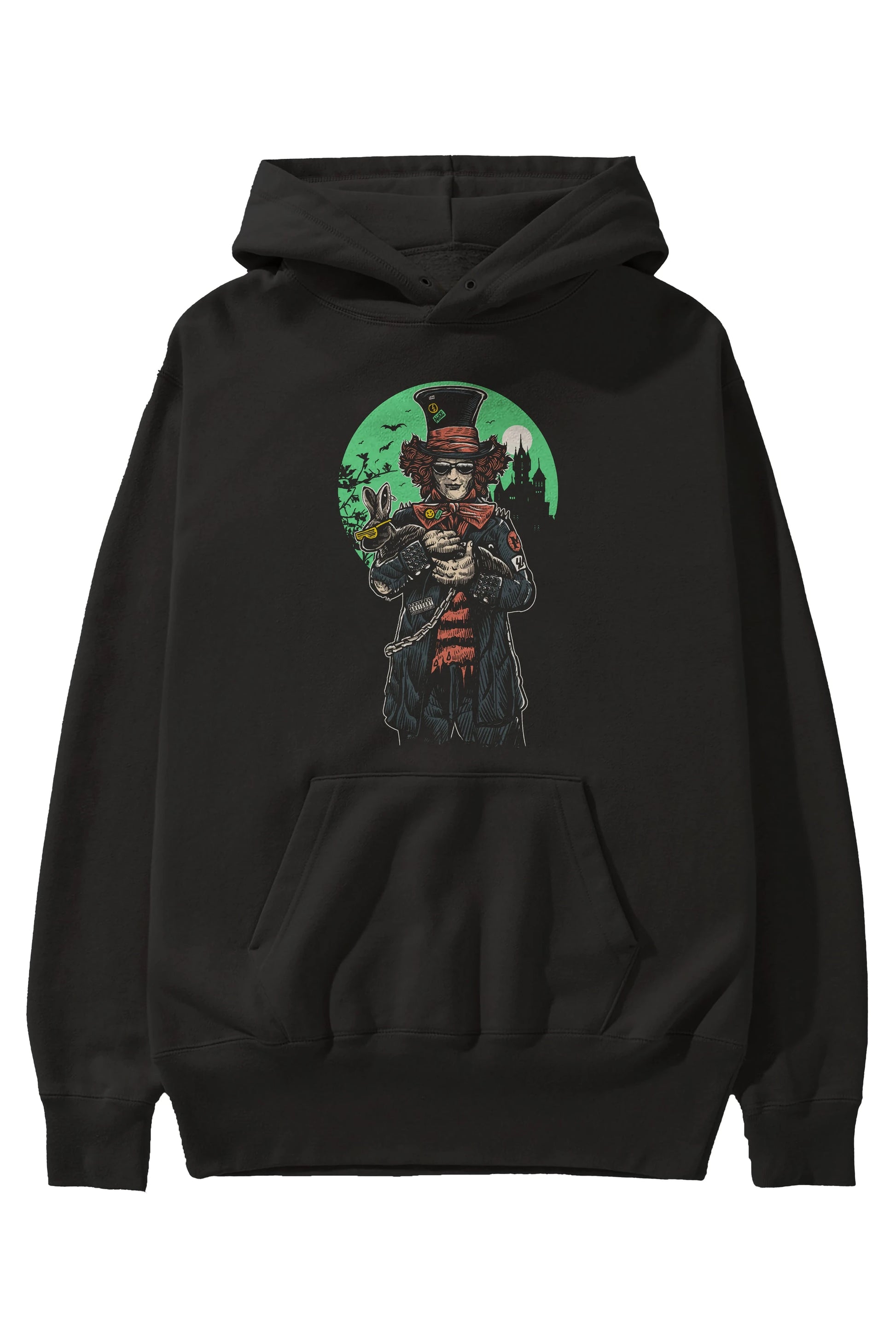 Mad Hatter Ön Baskılı Hoodie Oversize Kapüşonlu Sweatshirt Erkek Kadın Unisex