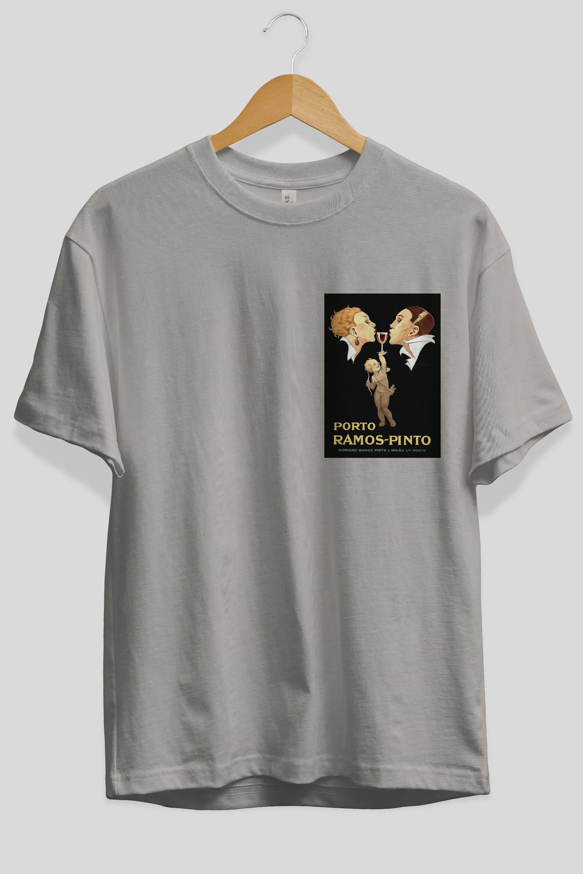 Porto Ramos Pinto Ön Sol Baskılı Oversize t-shirt Erkek Kadın Unisex %100 Pamuk Bisiklet Yaka tişort