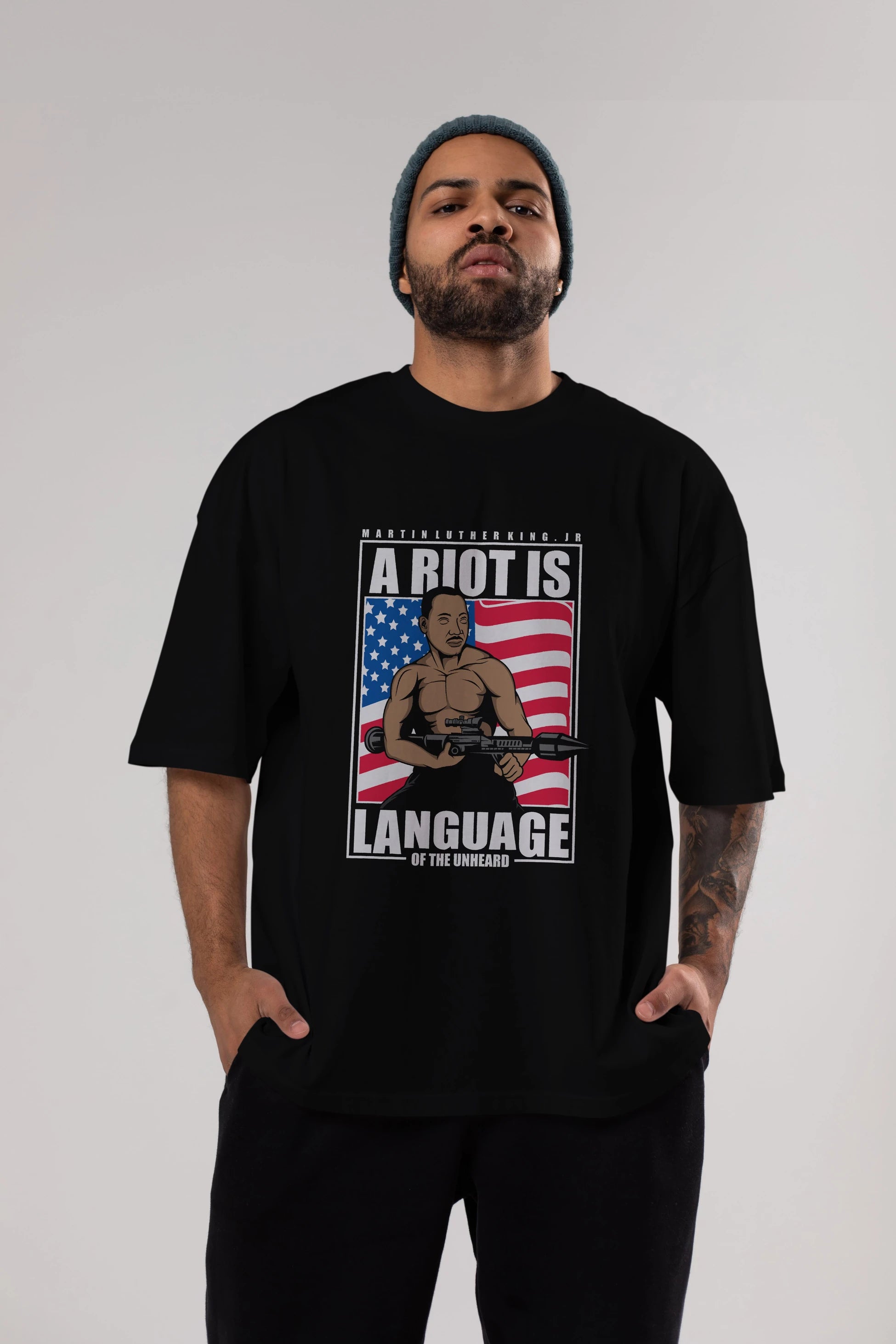 Luther King Jr Rambo Ön Baskılı Oversize t-shirt Erkek Kadın Unisex %100 Pamuk tişort