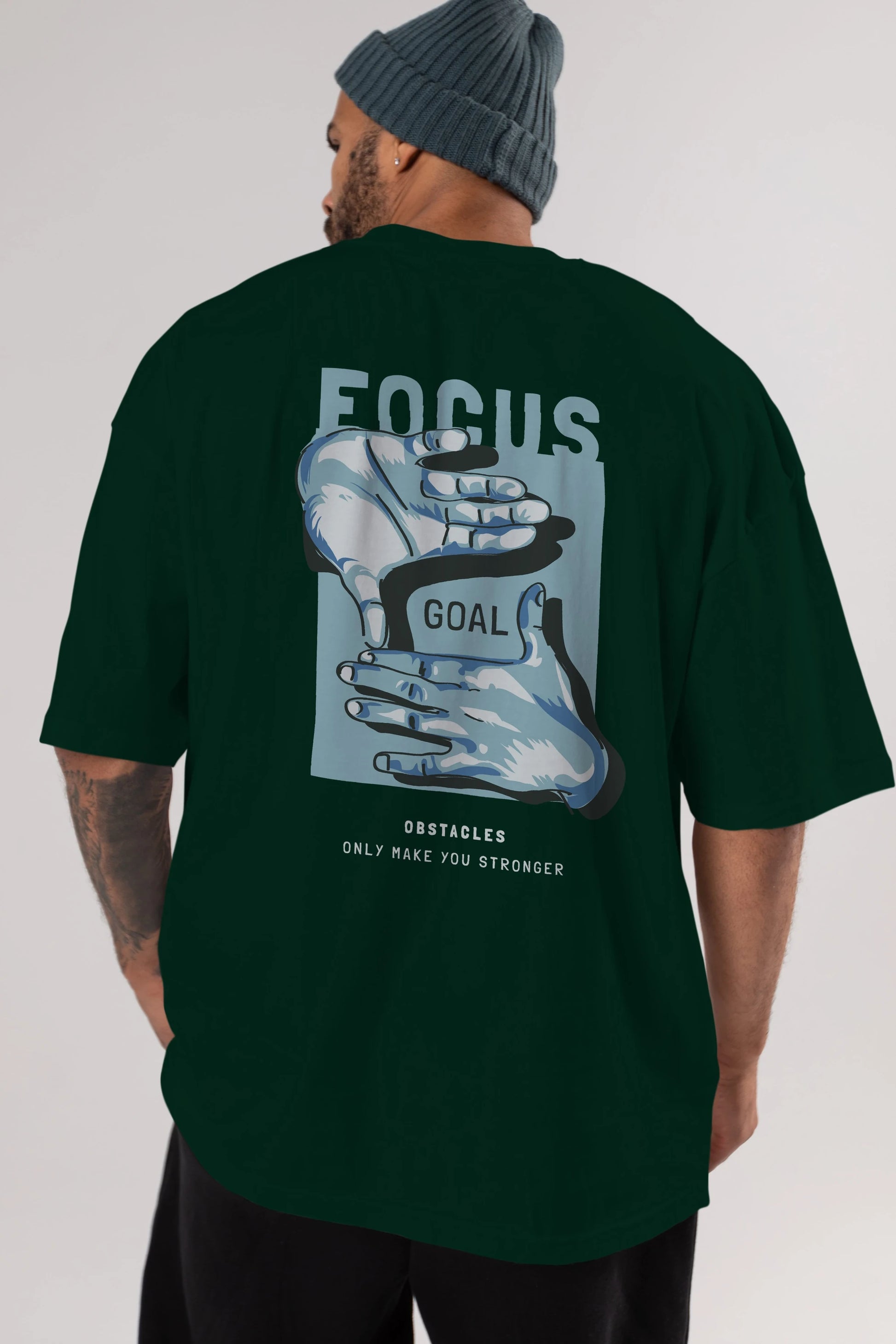 Focus Goal Arka Baskılı Oversize t-shirt Erkek Kadın Unisex