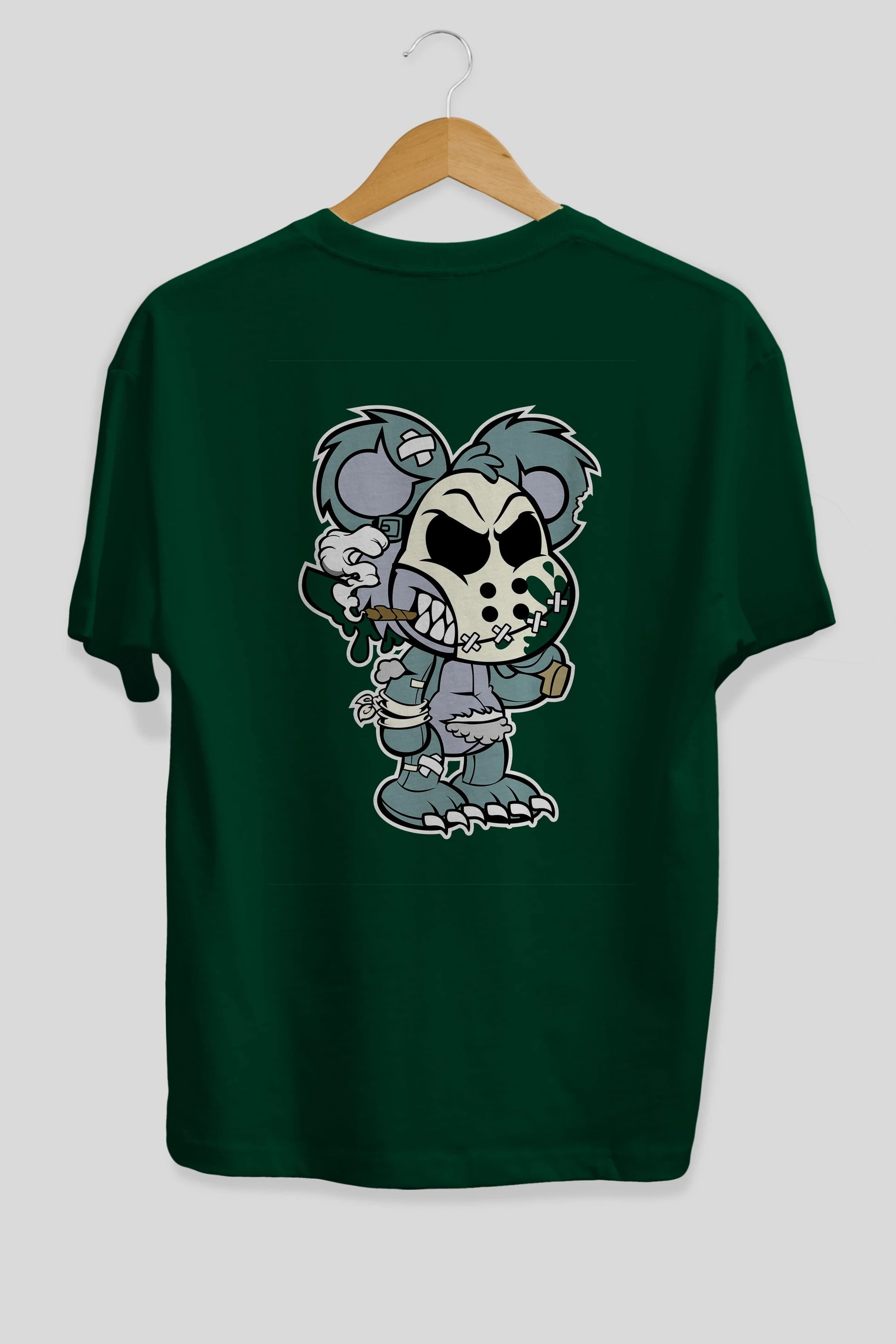 Evil Teddy Bear Arka Baskılı Oversize t-shirt Erkek Kadın Unisex %100 Pamuk tişort