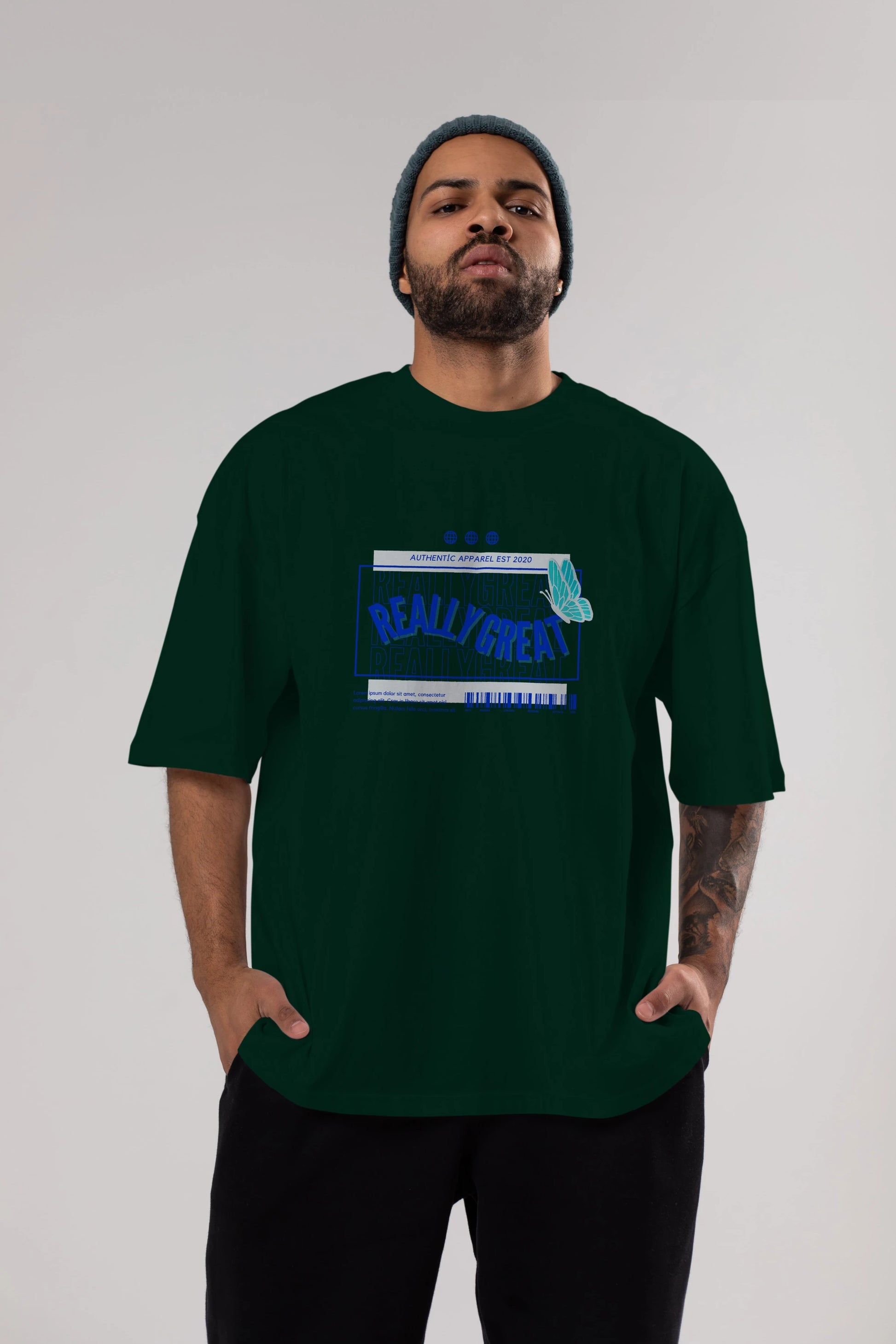 Really Great Yazılı Ön Baskılı Oversize t-shirt Erkek Kadın Unisex