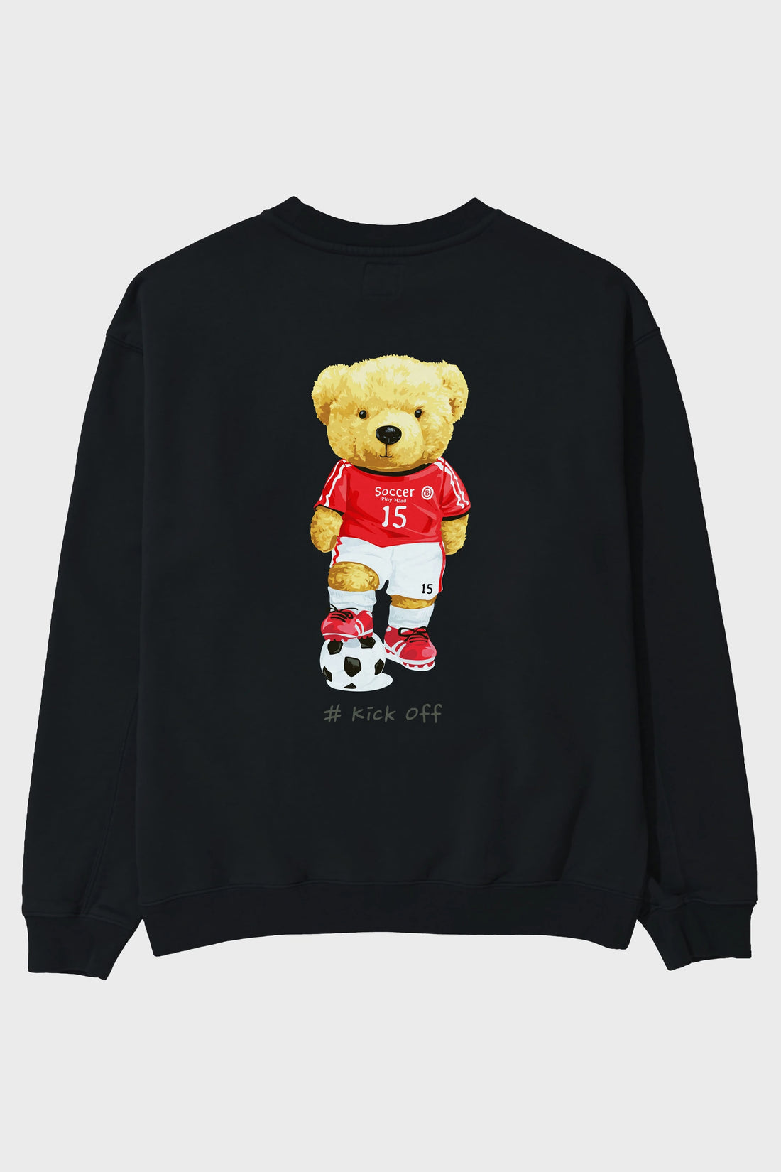 Teddy Bear Kick Off Arka Baskılı Oversize Sweatshirt Erkek Kadın Unisex